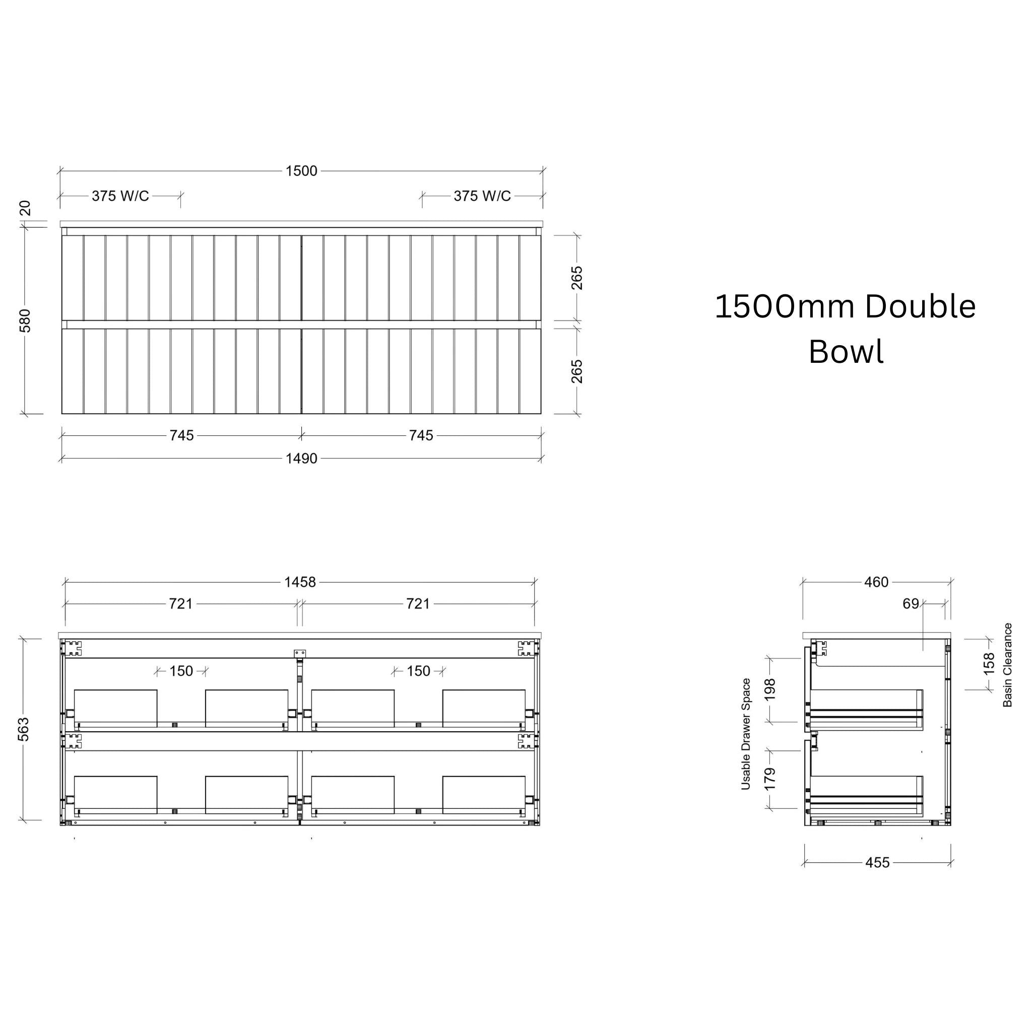 TIMBERLINE HENLEY CUSTOM WALL HUNG VANITY (ALL SIZING)