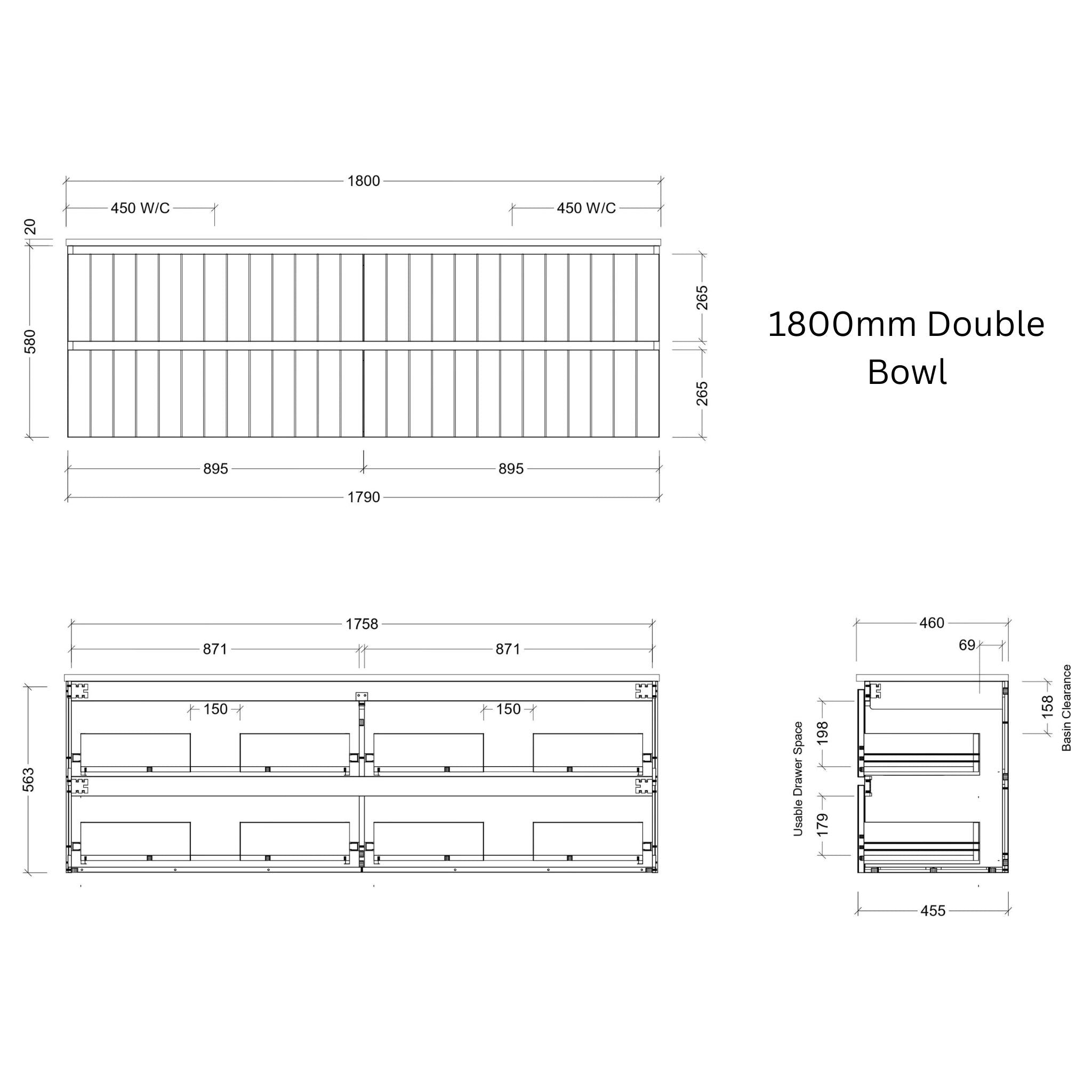TIMBERLINE HENLEY CUSTOM WALL HUNG VANITY (ALL SIZING)