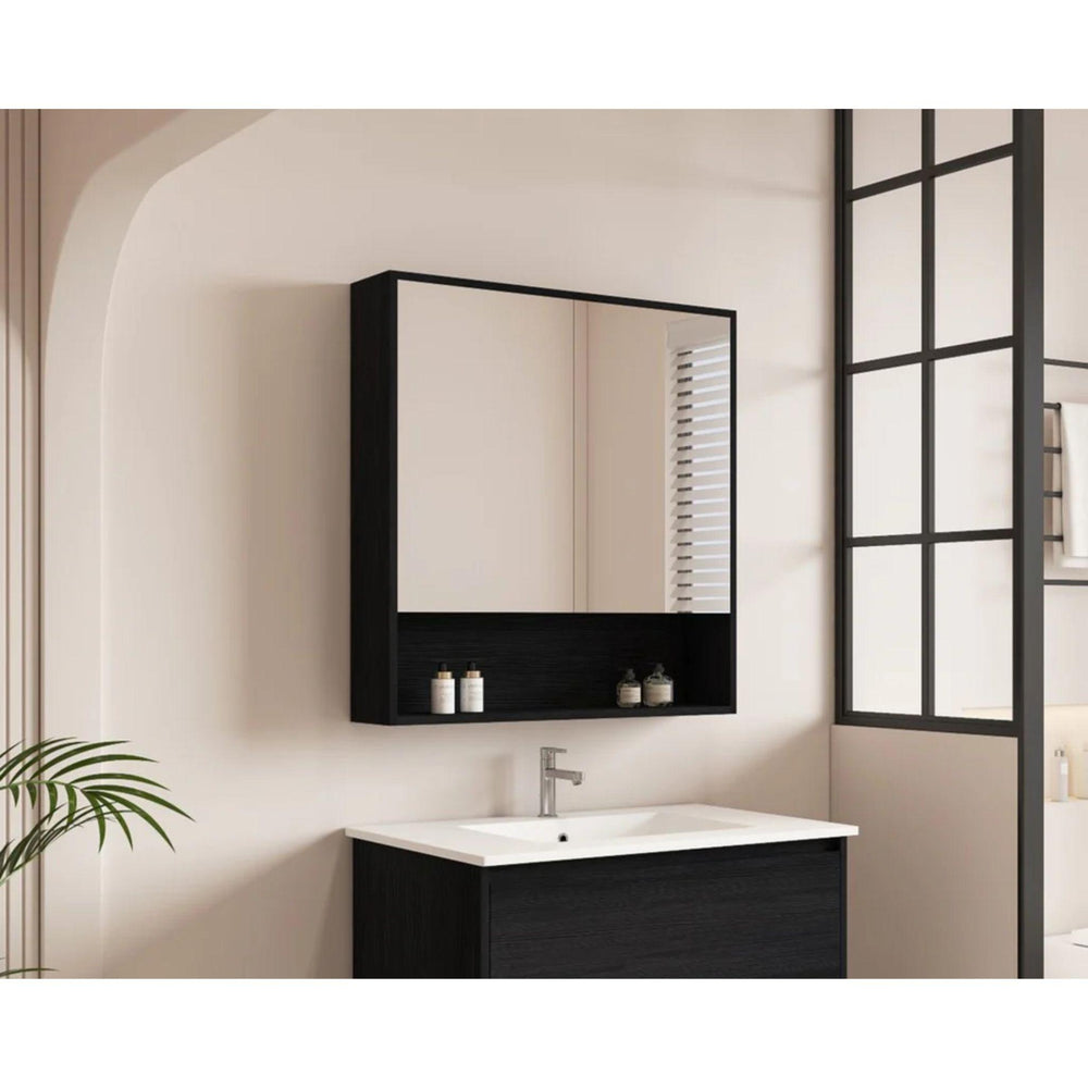 MERCIO HERA BLACK OAK SHAVING CABINET 750X780MM