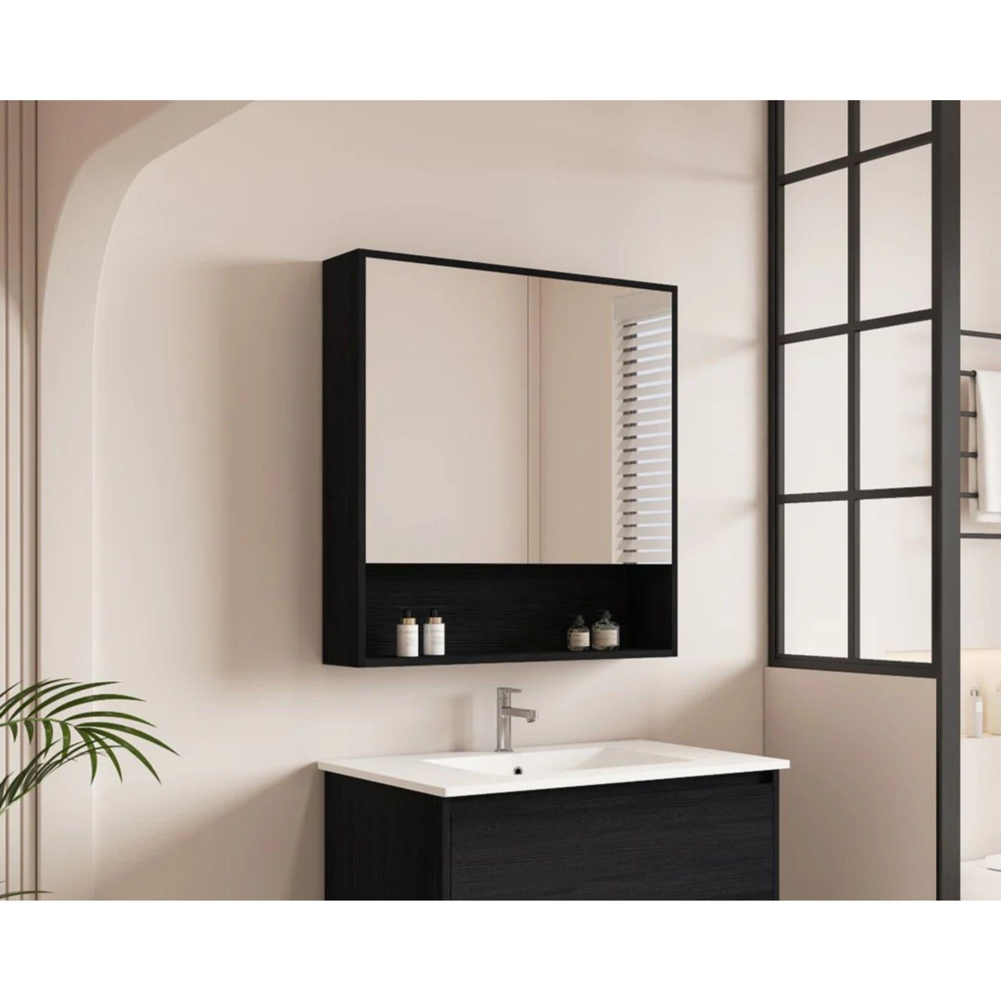 MERCIO HERA BLACK OAK SHAVING CABINET 750X780MM