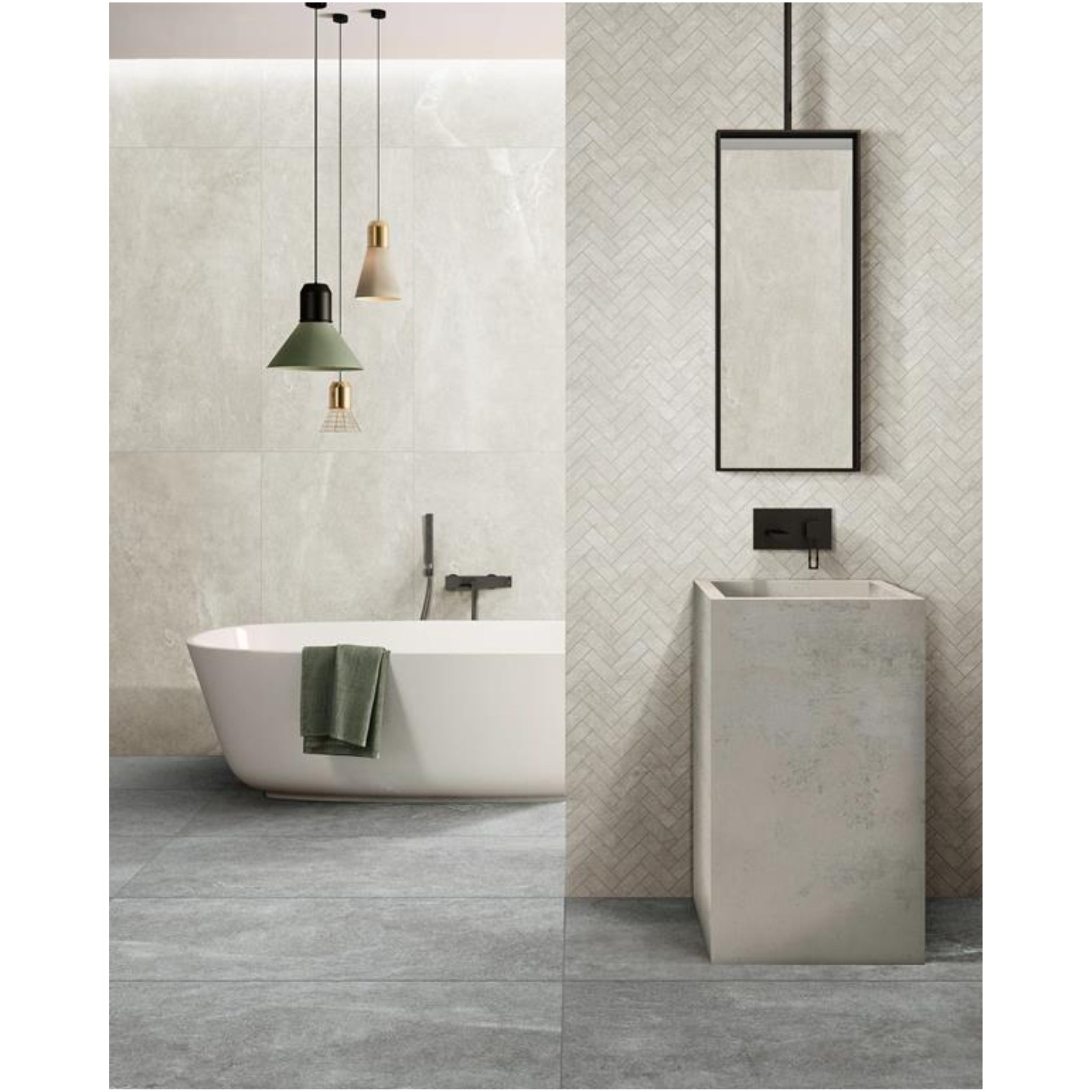 MUSES STAZZEMA SMOKEY GREY FELLTEC 600X1200MM RECTANGULAR TILE (PER BOX)