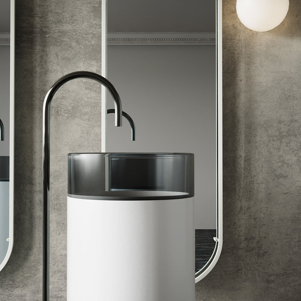 BELBAGNO HILTON FREESTANDING PEDESTAL BASIN BLACK MIST 400MM X 860MM