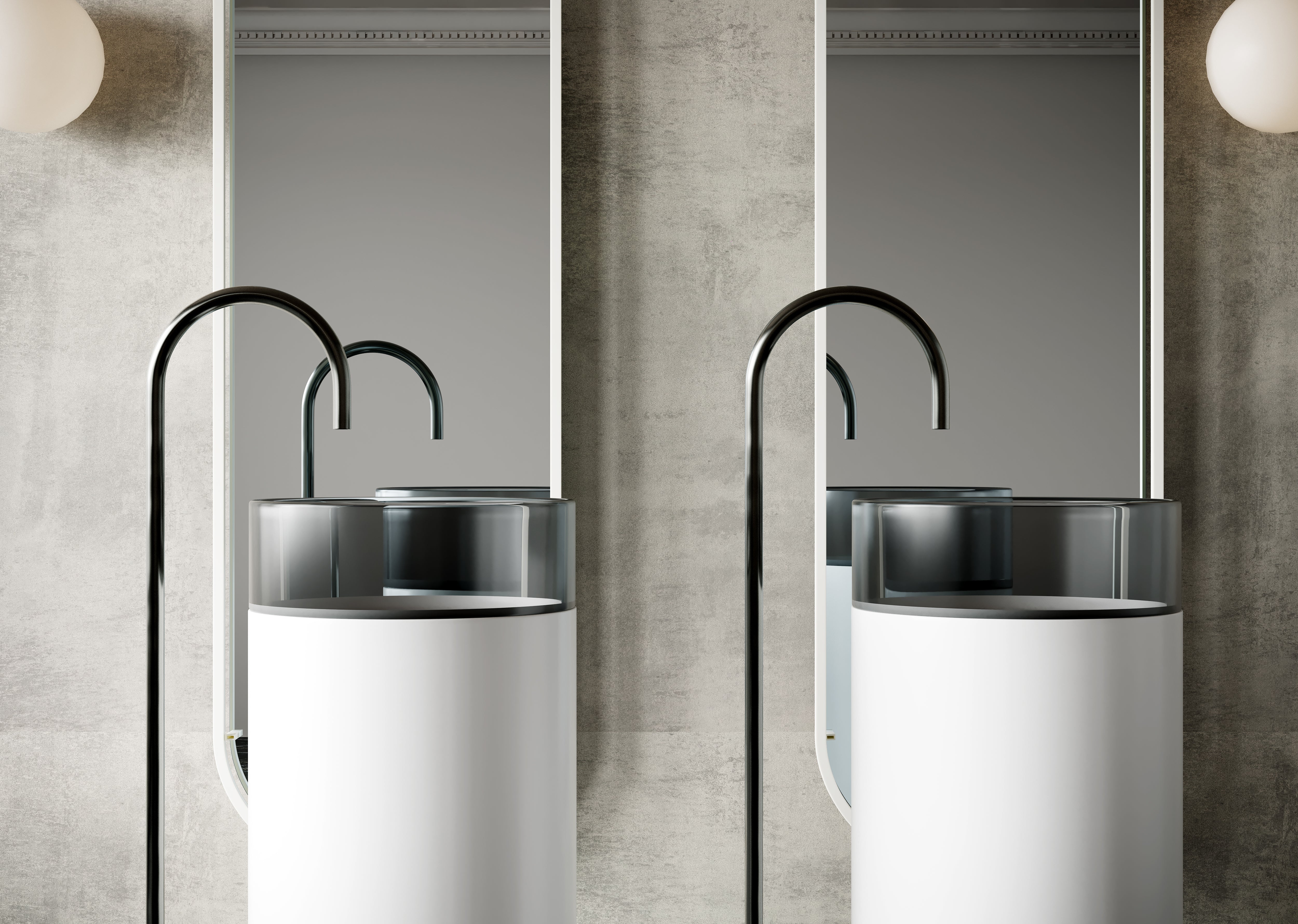 BELBAGNO HILTON FREESTANDING PEDESTAL BASIN BLACK MIST 400MM X 860MM