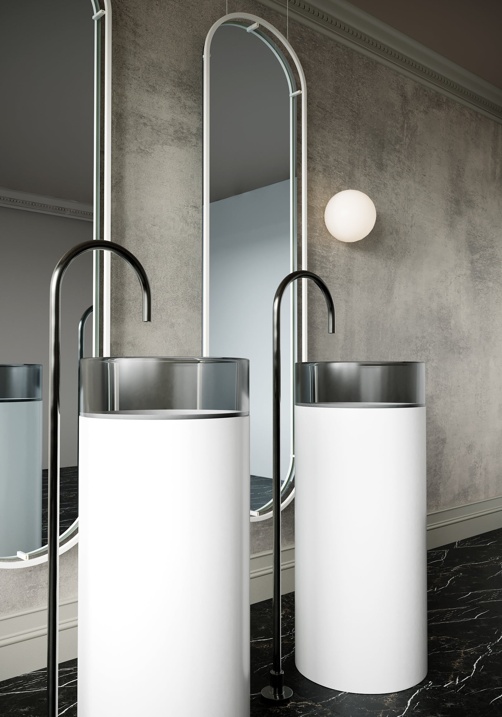 BELBAGNO HILTON FREESTANDING PEDESTAL BASIN BLACK MIST 400MM X 860MM