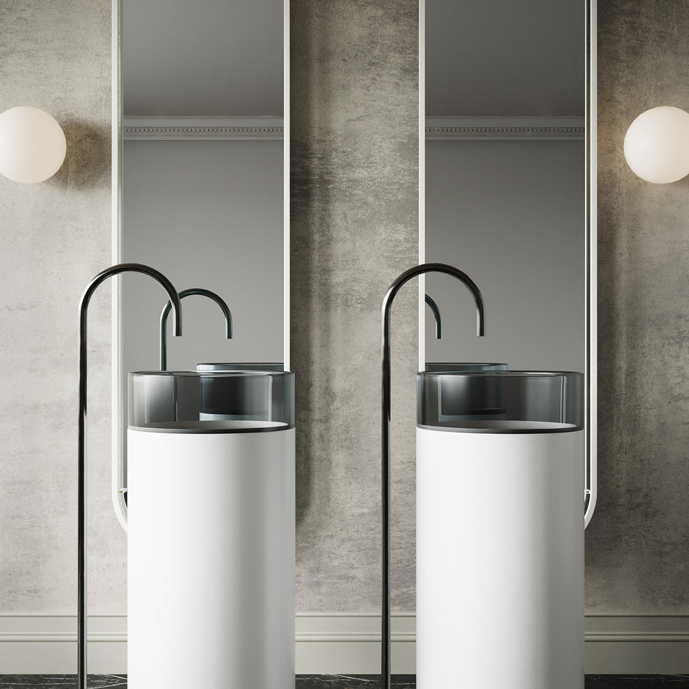 BELBAGNO HILTON FREESTANDING PEDESTAL BASIN BLACK MIST 400MM X 860MM