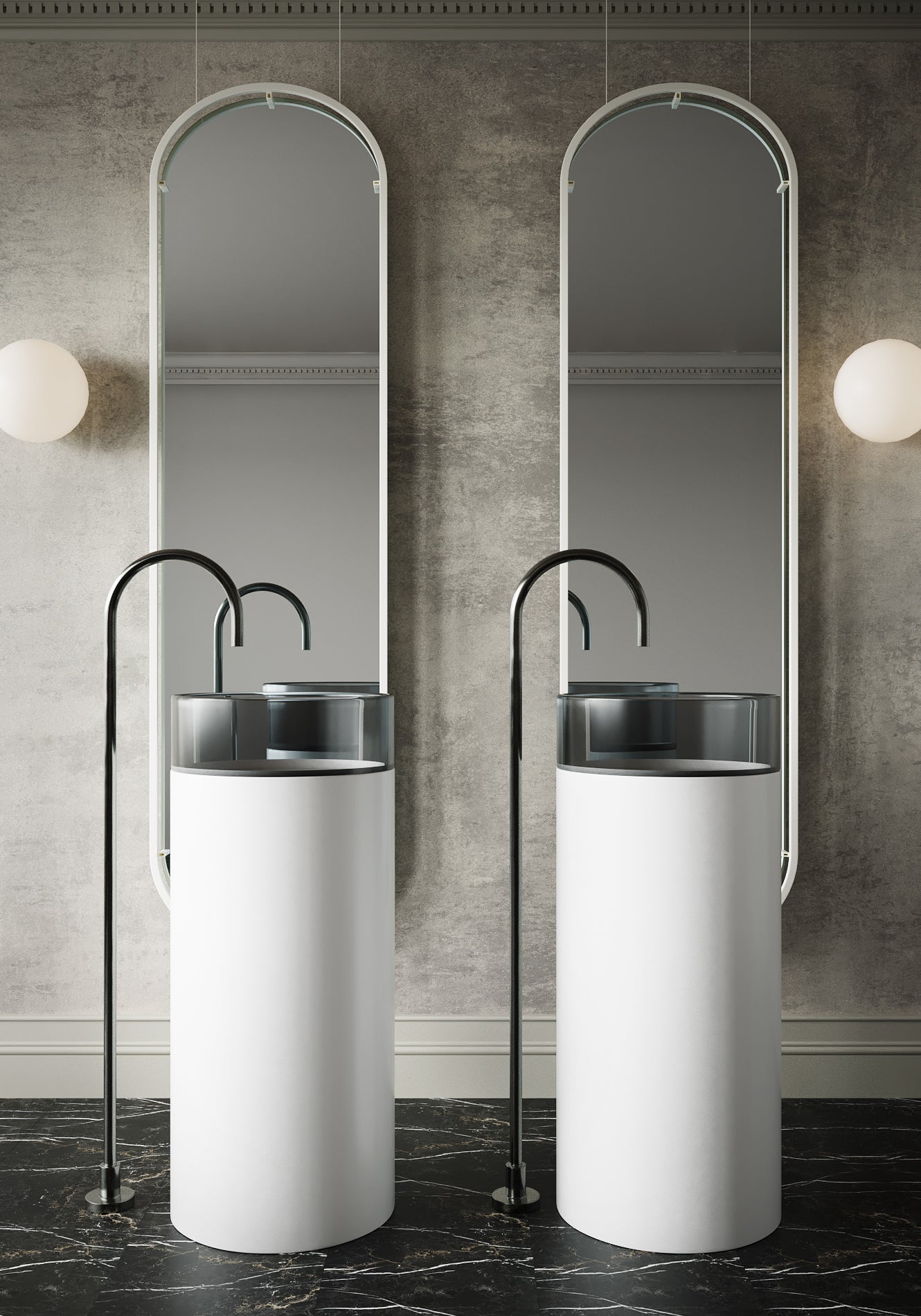 BELBAGNO HILTON FREESTANDING PEDESTAL BASIN BLACK MIST 400MM X 860MM