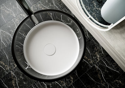 BELBAGNO HILTON FREESTANDING PEDESTAL BASIN BLACK MIST 400MM X 860MM