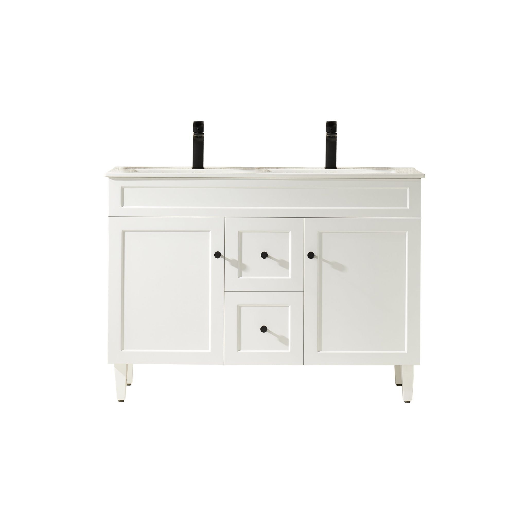 VITO HAMILTON MATTE WHITE 1200MM DOUBLE BOWL FLOOR STANDING VANITY