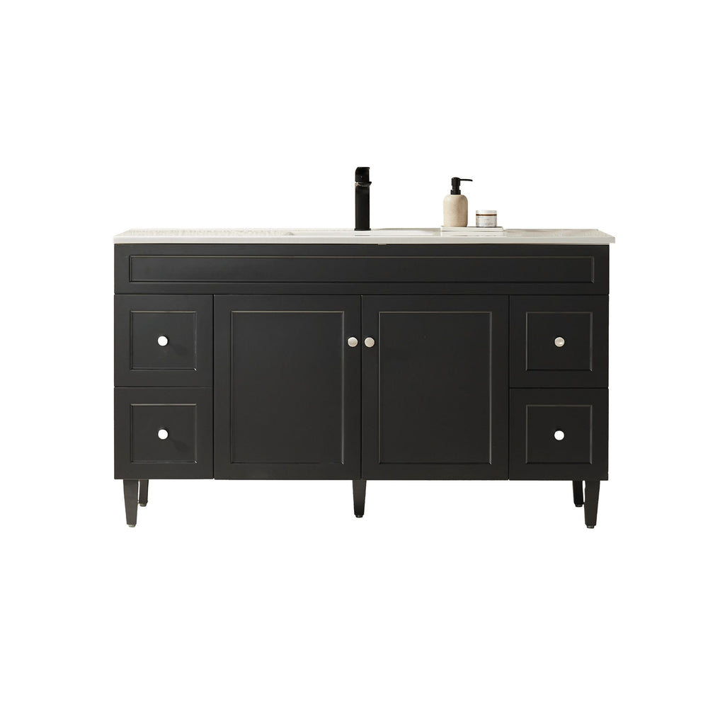 VITO HAMILTON MATTE BLACK 1500MM SINGLE BOWL FLOOR STANDING VANITY