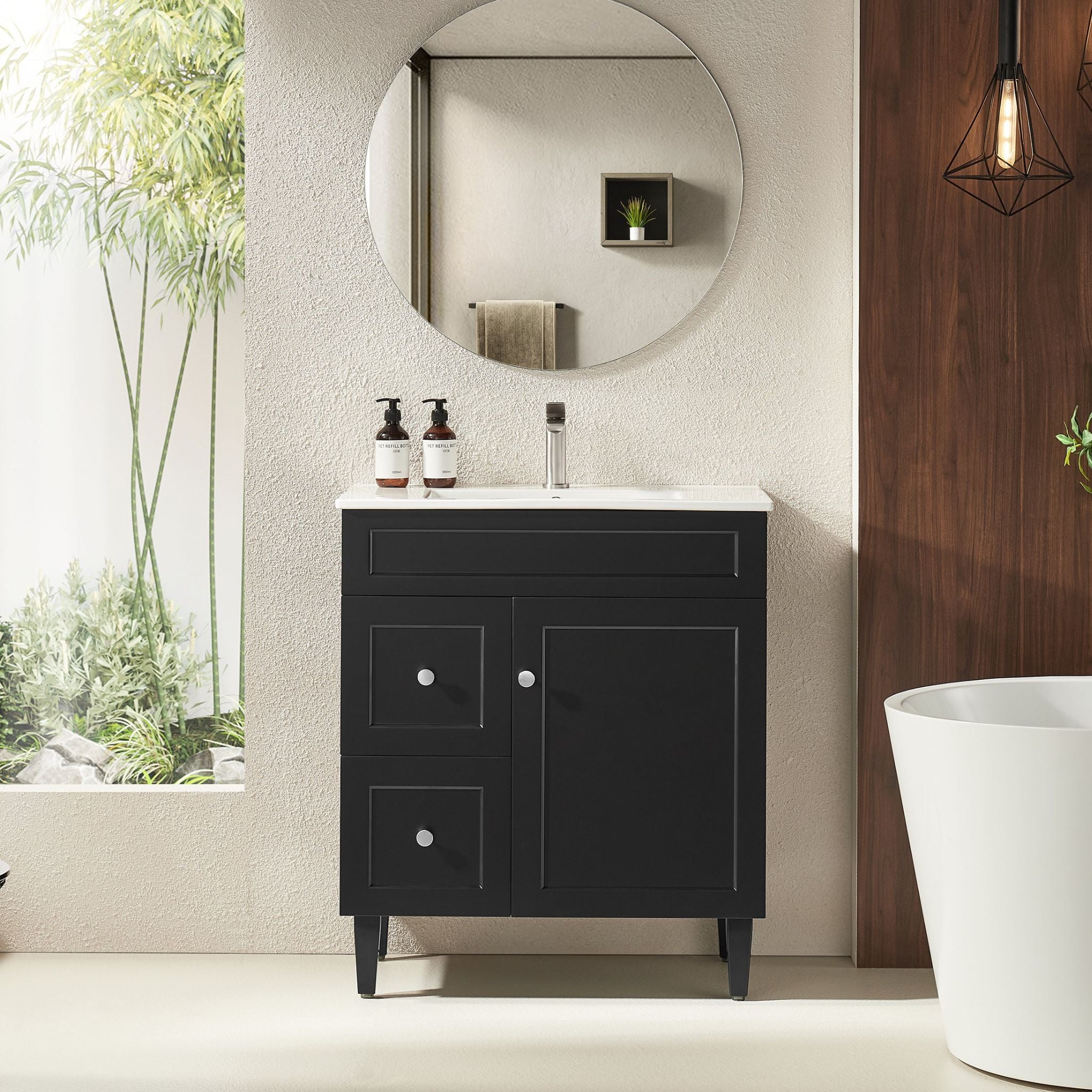 VITO HAMILTON MATTE BLACK 750MM SINGLE BOWL FLOOR STANDING VANITY (AVAILABLE IN LEFT AND RIGHT HAND DRAWER)