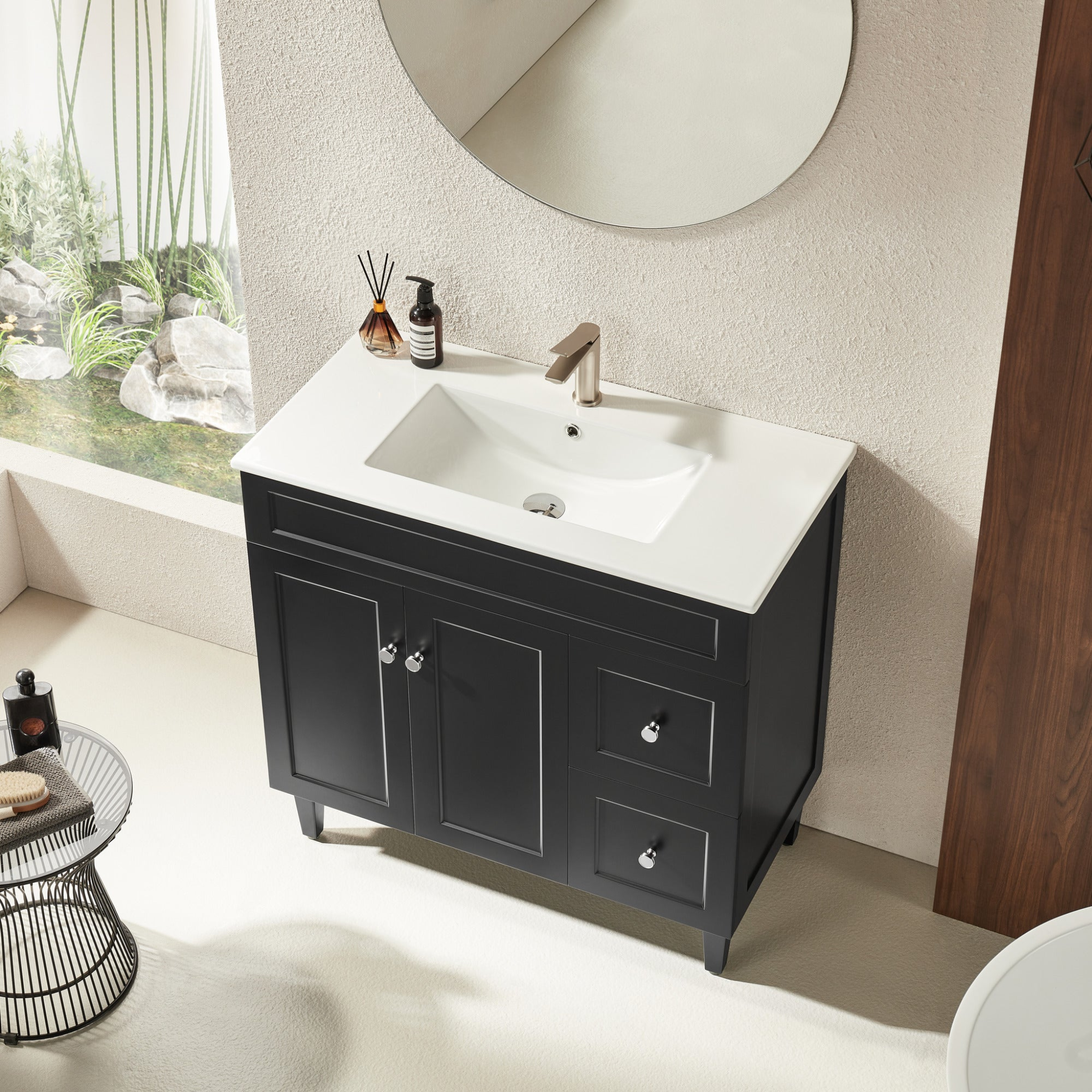VITO HAMILTON MATTE BLACK 900MM SINGLE BOWL FLOOR STANDING VANITY (AVAILABLE IN LEFT AND RIGHT HAND DRAWER)