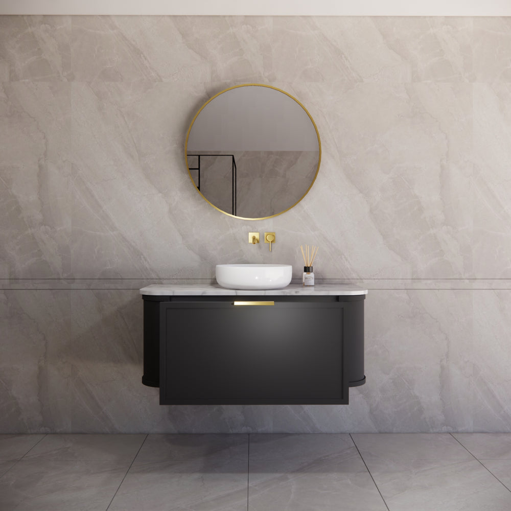RIVA HOUSTON MATTE BLACK 1200MM SINGLE BOWL WALL HUNG VANITY