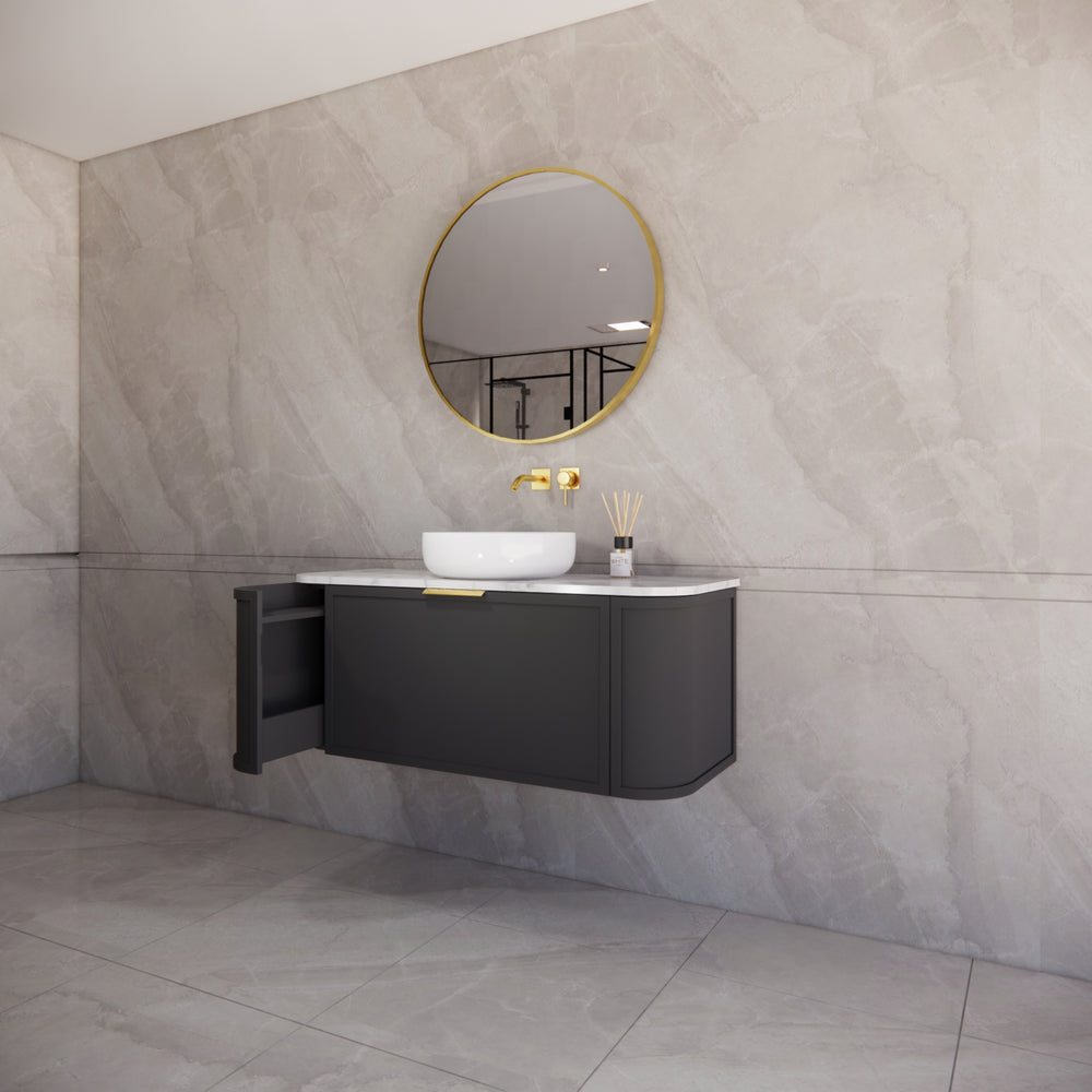 RIVA HOUSTON MATTE BLACK 1200MM SINGLE BOWL WALL HUNG VANITY