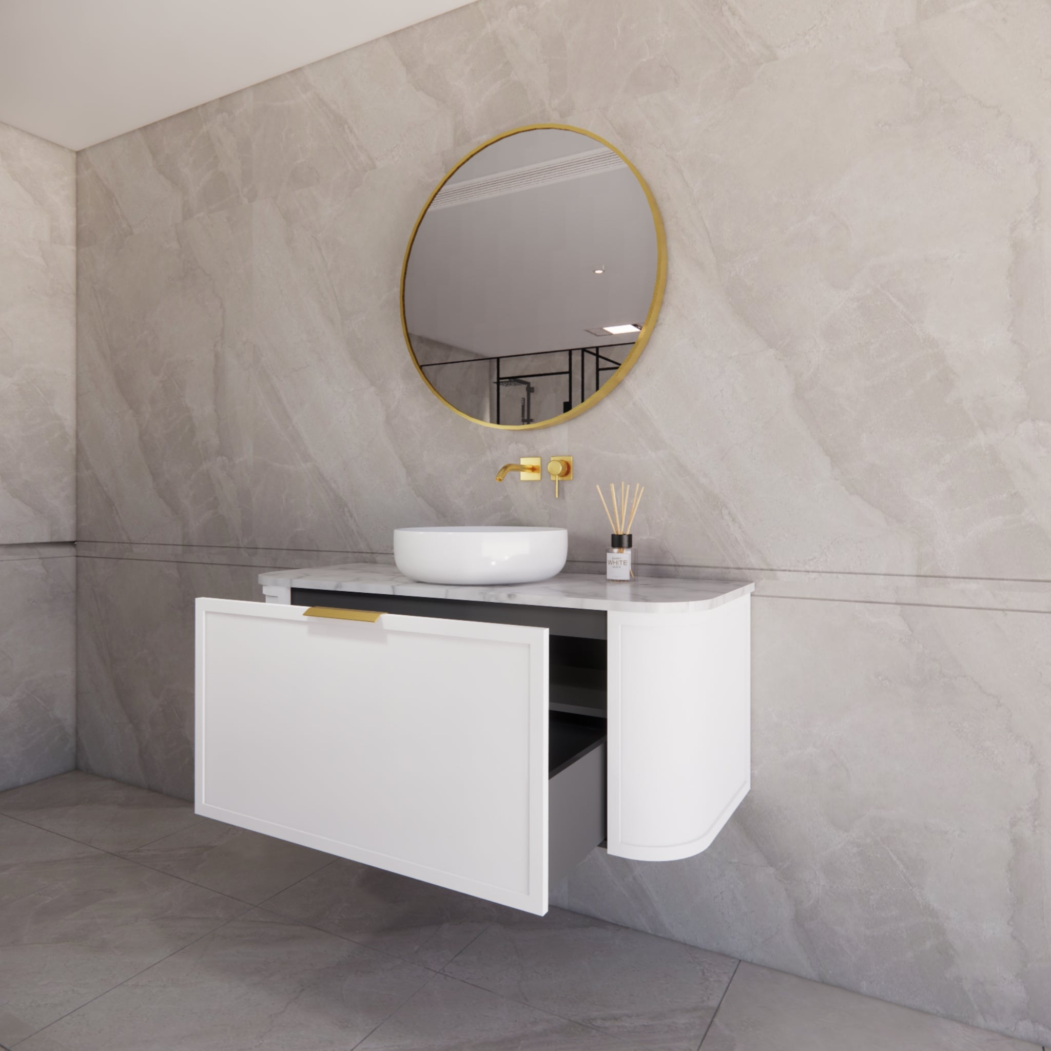 RIVA HOUSTON MATTE WHITE 1200MM SINGLE BOWL WALL HUNG VANITY