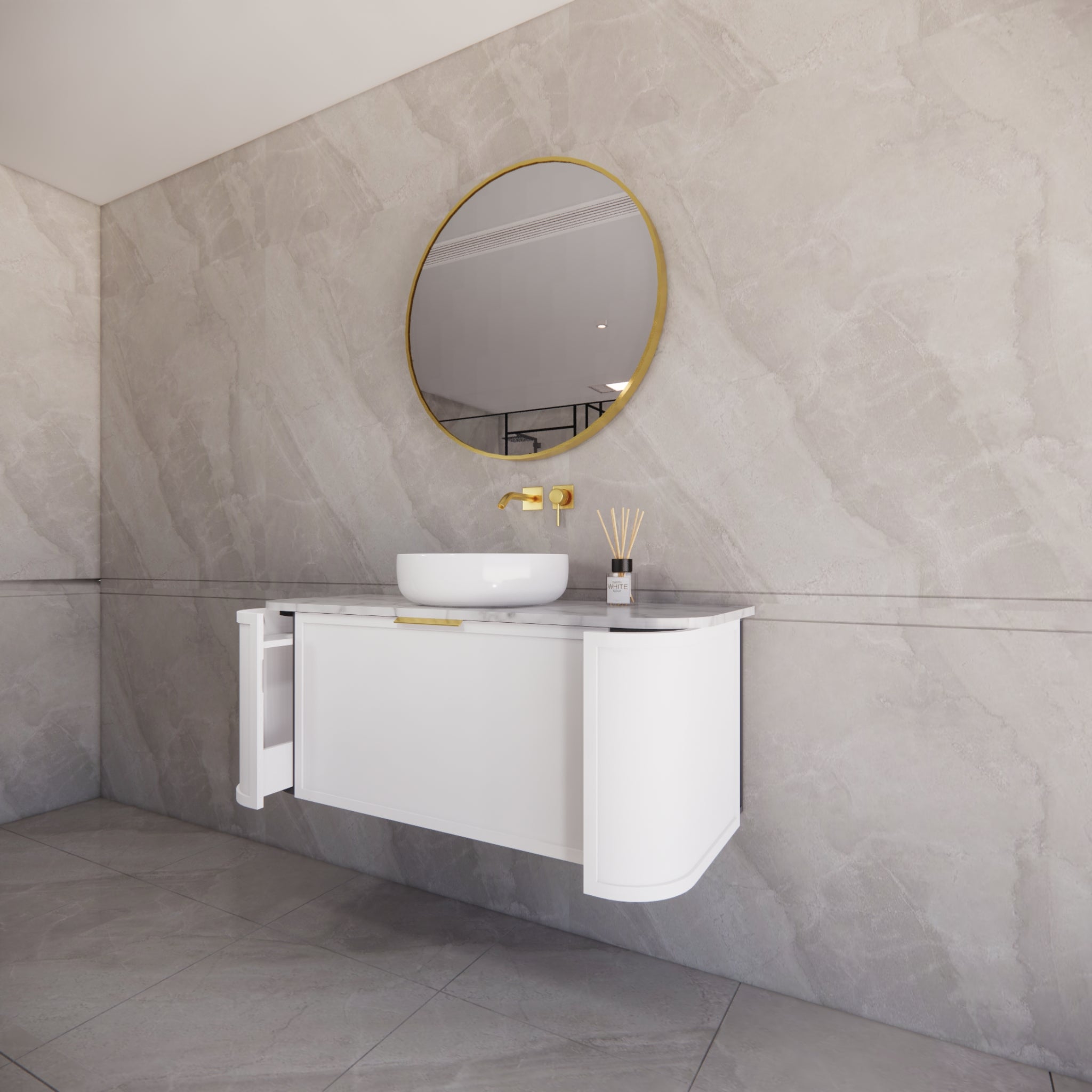 RIVA HOUSTON MATTE WHITE 1200MM SINGLE BOWL WALL HUNG VANITY
