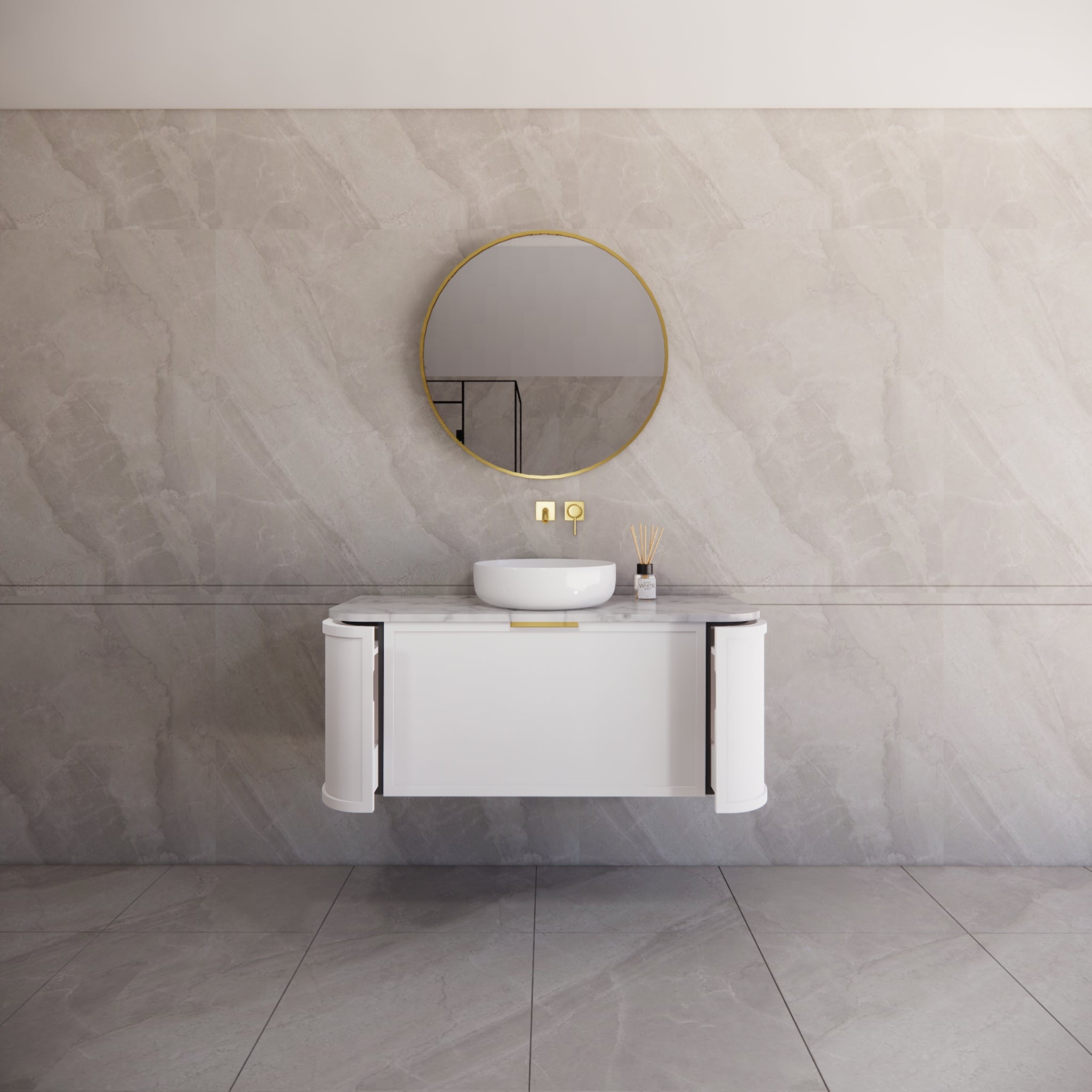 RIVA HOUSTON MATTE WHITE 1200MM SINGLE BOWL WALL HUNG VANITY