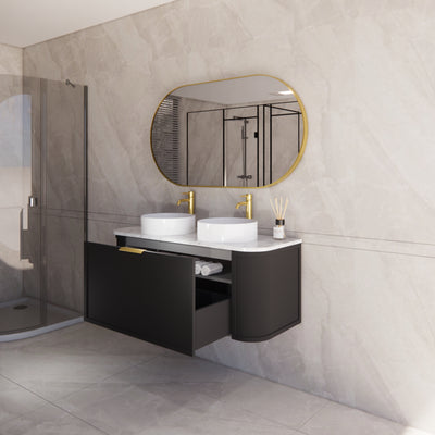 RIVA HOUSTON MATTE BLACK 1200MM DOUBLE BOWL WALL HUNG VANITY