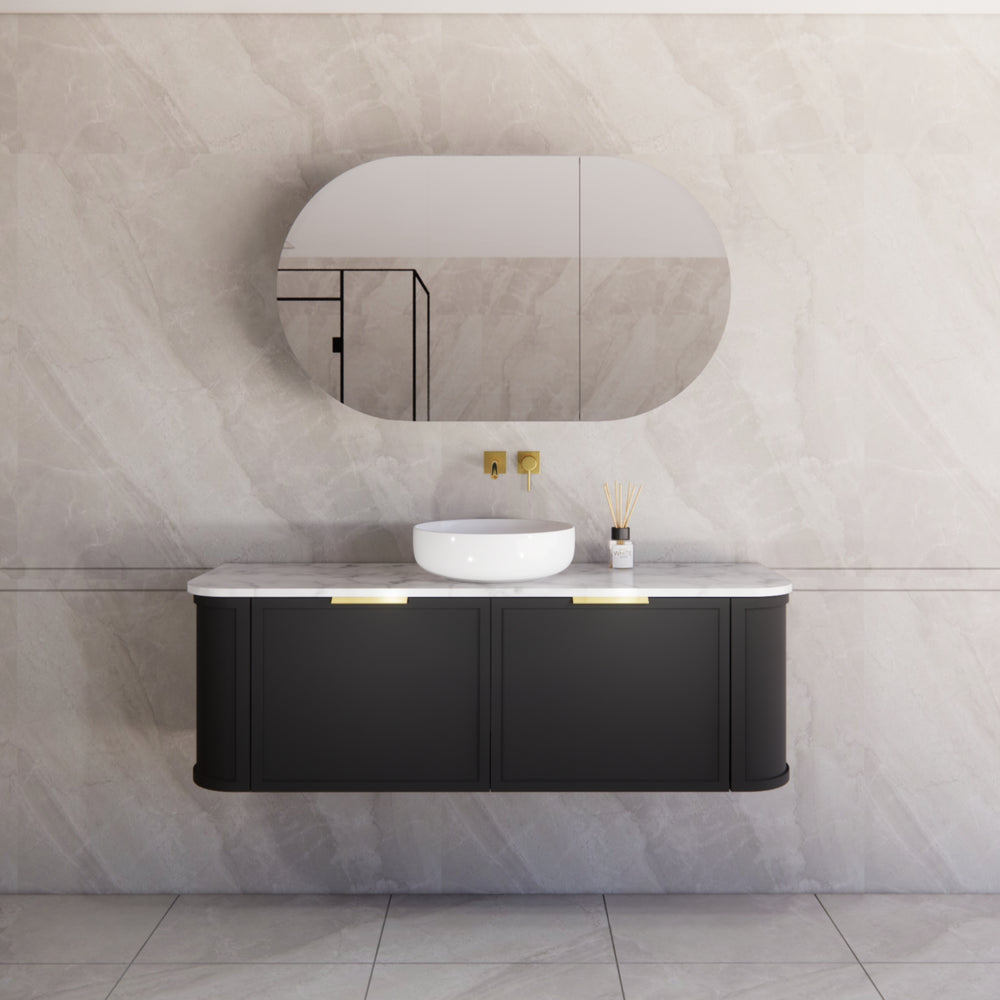 RIVA HOUSTON MATTE BLACK 1500MM SINGLE BOWL WALL HUNG VANITY