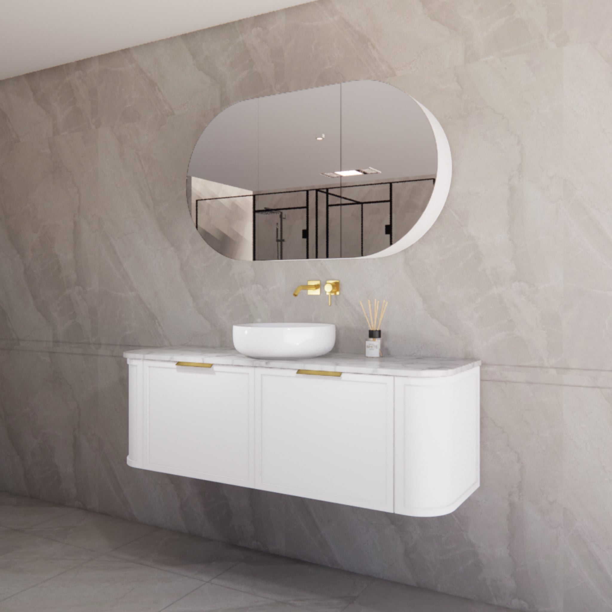 RIVA HOUSTON MATTE WHITE 1500MM SINGLE BOWL WALL HUNG VANITY
