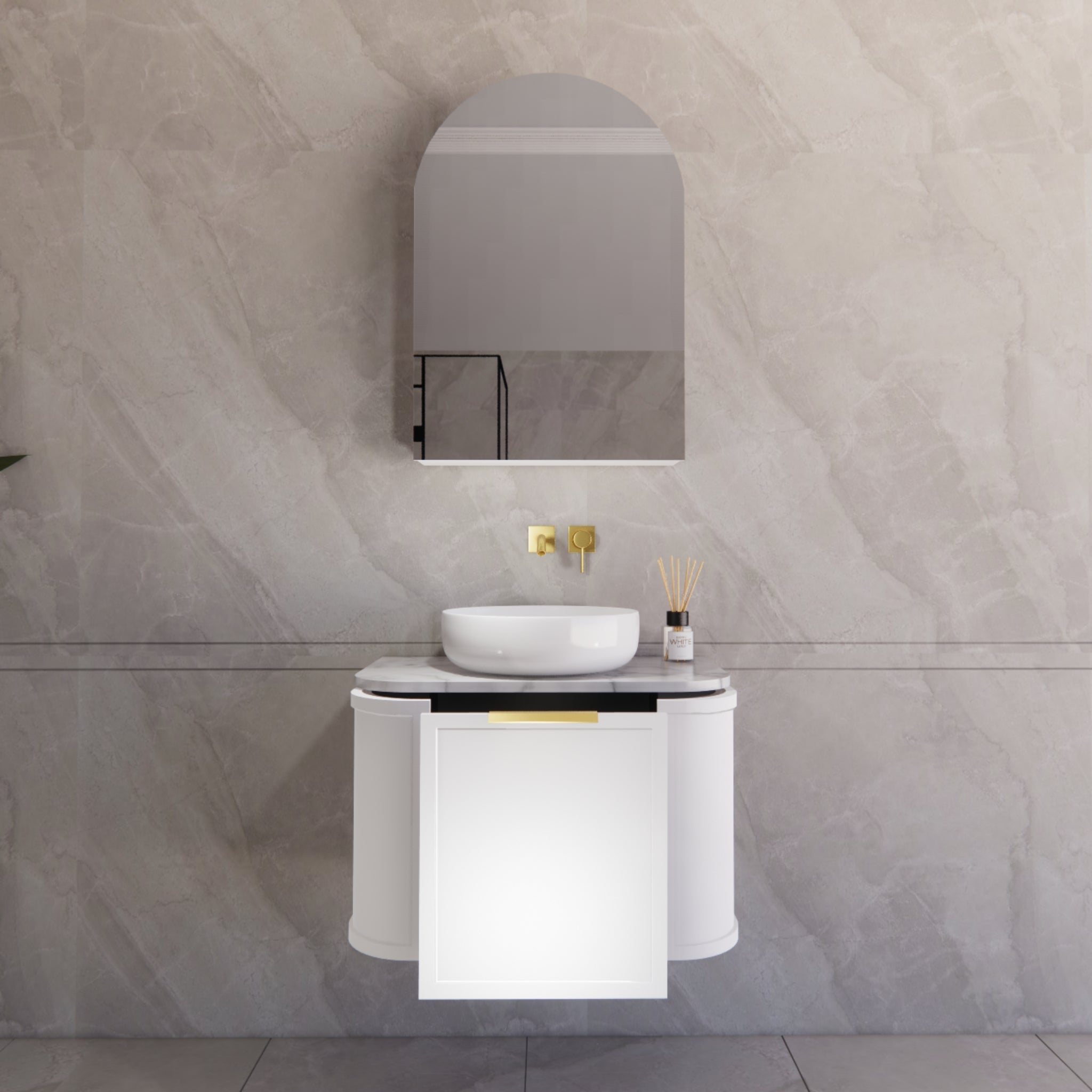 RIVA HOUSTON MATTE WHITE 750MM SINGLE BOWL WALL HUNG VANITY