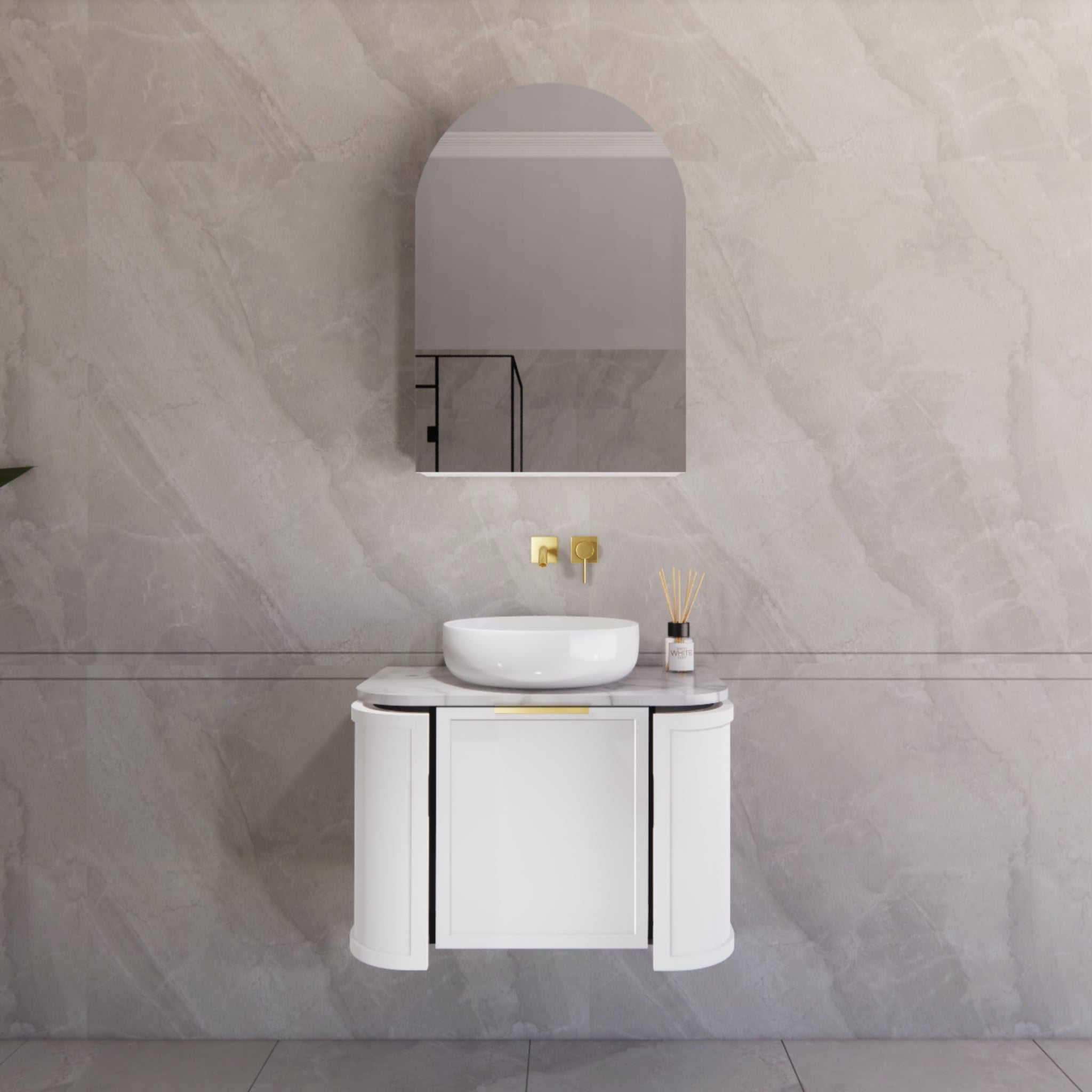 RIVA HOUSTON MATTE WHITE 750MM SINGLE BOWL WALL HUNG VANITY