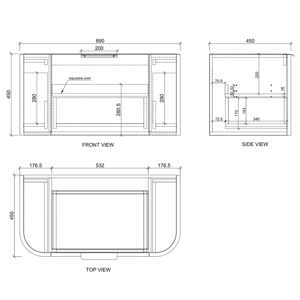 RIVA HOUSTON MATTE BLACK 900MM SINGLE BOWL WALL HUNG VANITY