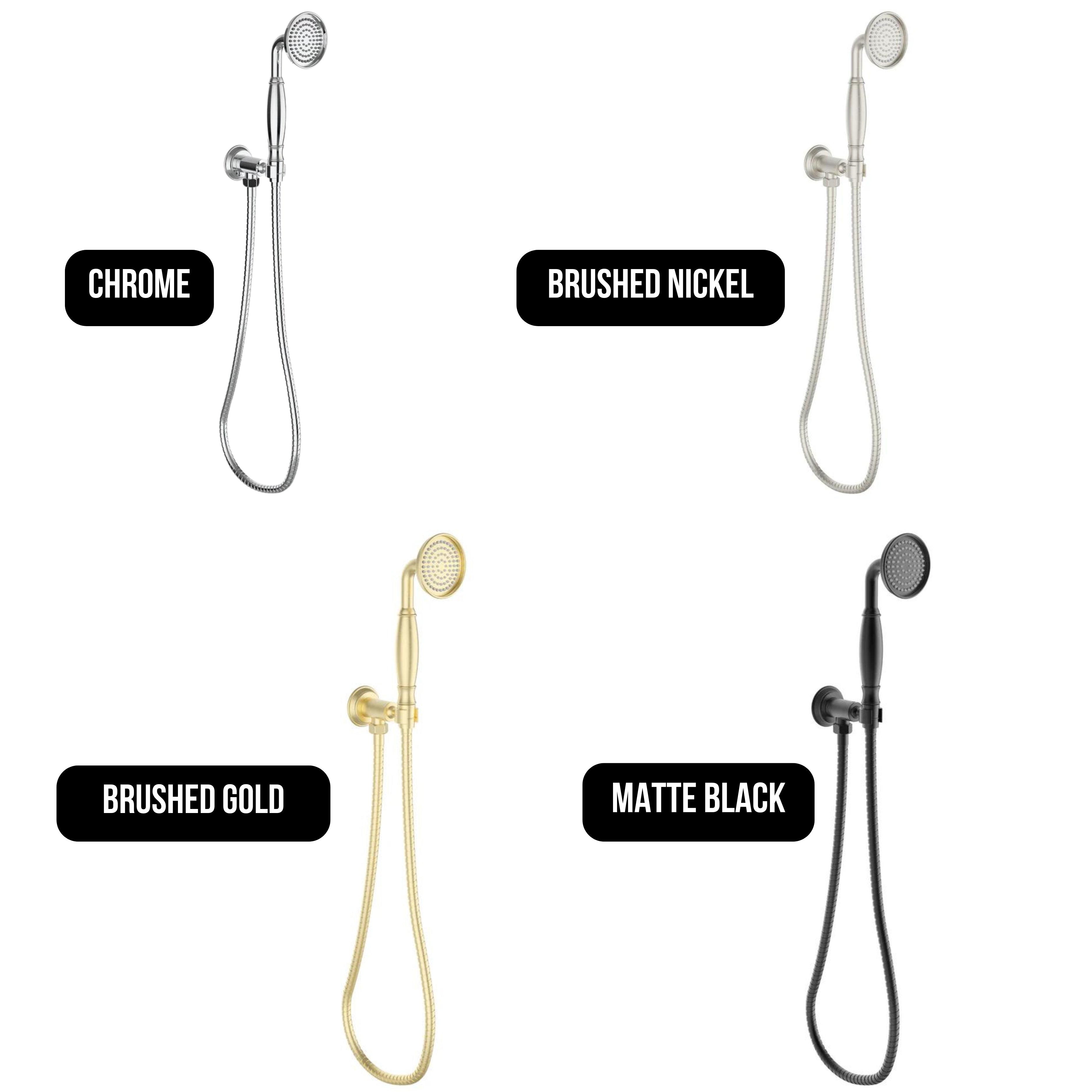 IKON CLASICO HAND SHOWER ON WALL OUTLET BRACKET BRUSHED GOLD