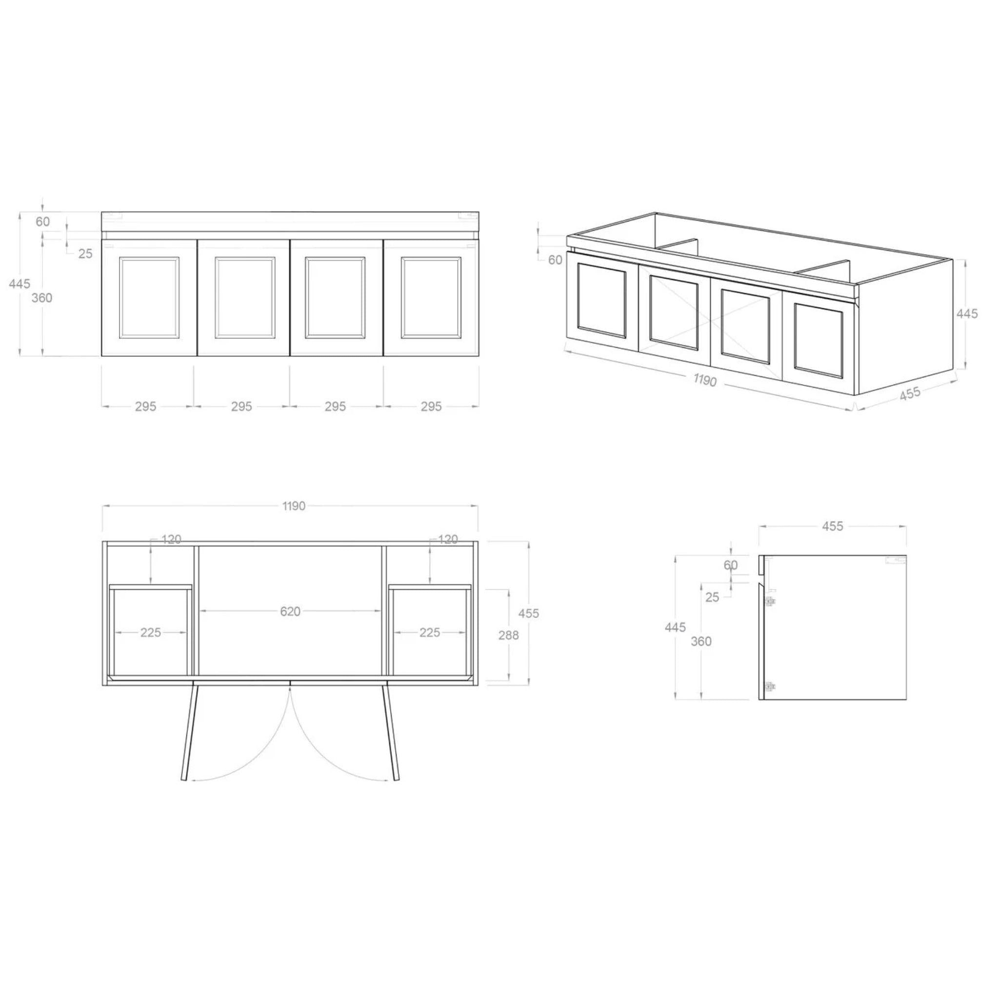 OTTI HAMPTON MARK II MATTE WHITE 1200MM SINGLE BOWL WALL HUNG VANITY