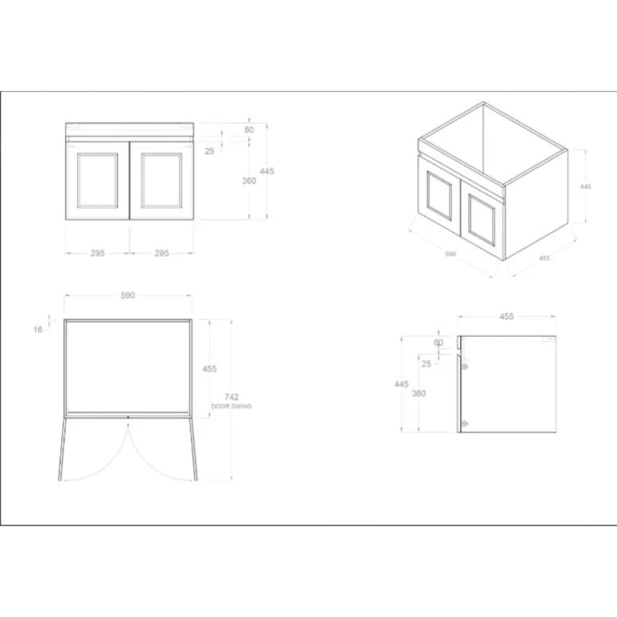 OTTI HAMPTON MARK II MATTE BLACK 600MM SINGLE BOWL WALL HUNG VANITY