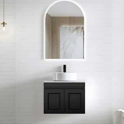 OTTI HAMPTON MARK II MATTE BLACK 600MM SINGLE BOWL WALL HUNG VANITY