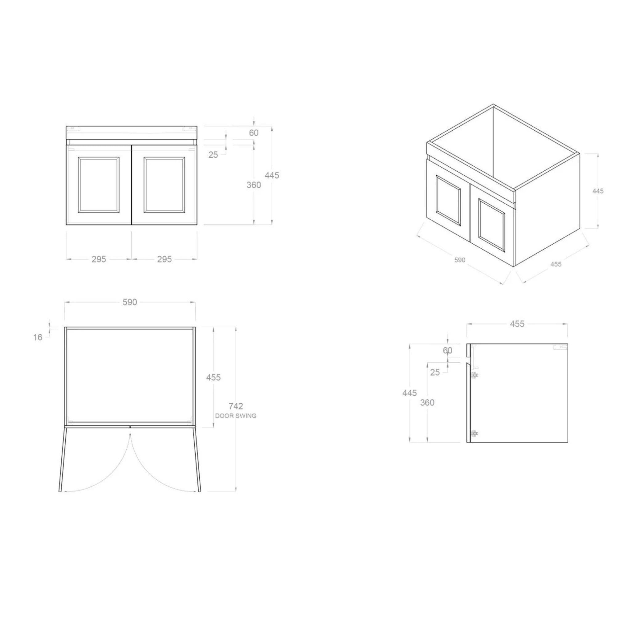 OTTI HAMPTON MARK II MATTE WHITE 600MM SINGLE BOWL WALL HUNG VANITY
