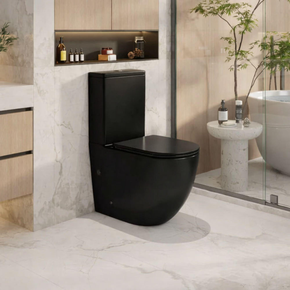 MERCIO HANI RIMLESS BACK TO WALL TOILET SUITE MATTE BLACK