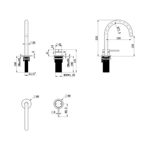 BELLA VISTA MICA GOOSENECK HOB BASIN MIXER SET 225MM CHROME