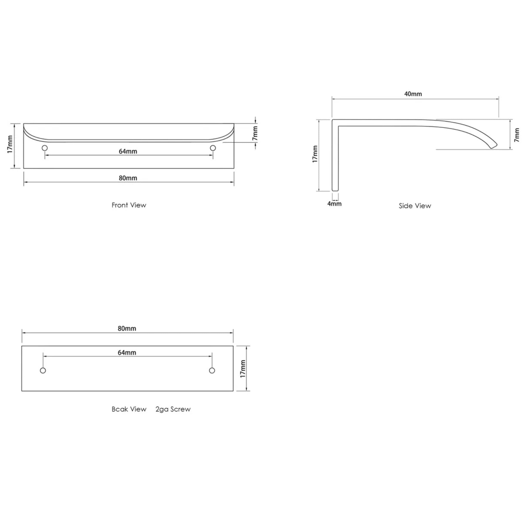 OTTI HAMPSHIRE HANDLE MATTE BLACK (AVAILABLE IN 80MM, 120MM, AND 200MM)