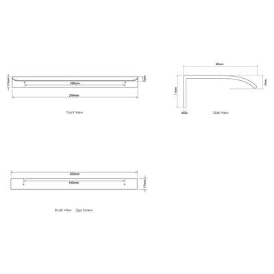 OTTI HAMPSHIRE HANDLE GUN METAL (AVAILABLE IN 120MM AND 200MM)