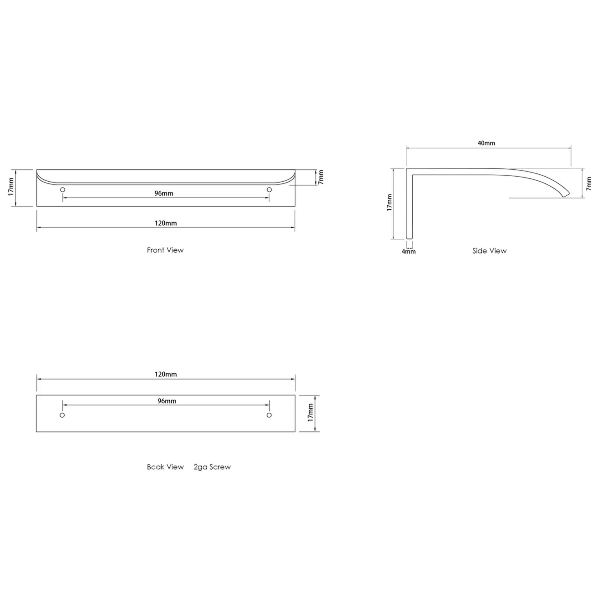 OTTI HAMPSHIRE HANDLE GUN METAL (AVAILABLE IN 120MM AND 200MM)