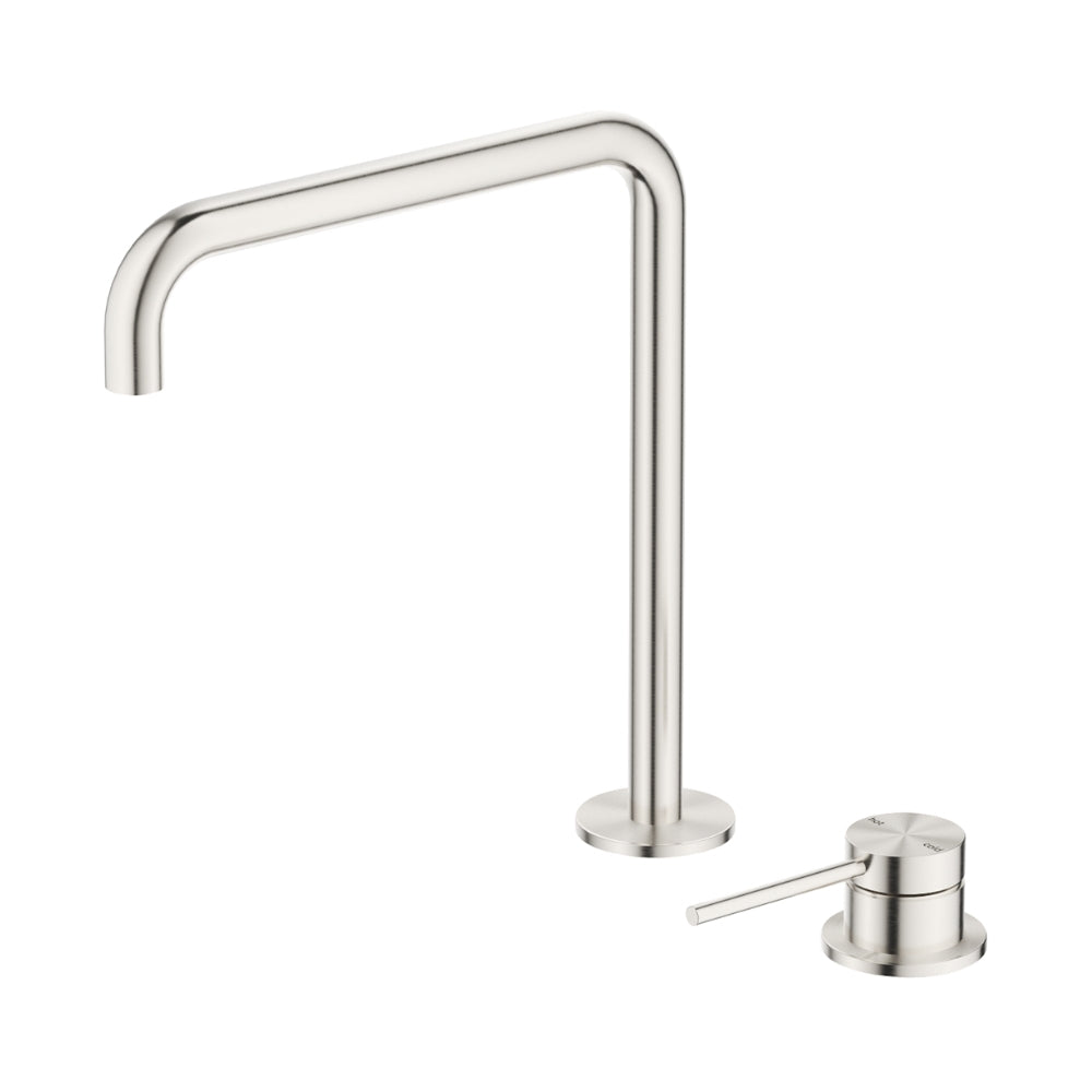 BELLA VISTA MICA LEAD FREE SOFT-SQUARE HOB SINK/BASIN MIXER SET 275MM BRUSHED NICKEL