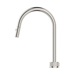 BELLA VISTA MICA FLUTED PULL-OUT HOB MIXER SET 375MM BRUSHED NICKEL