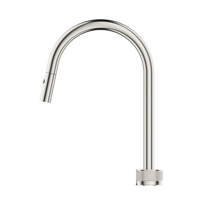 BELLA VISTA MICA LEAD FREE FLUTED PULL-OUT HOB MIXER SET 375MM BRUSHED NICKEL