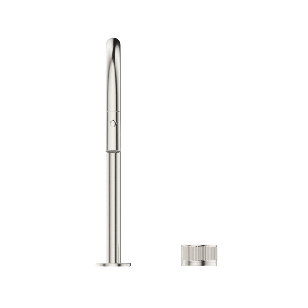 BELLA VISTA MICA FLUTED PULL-OUT HOB MIXER SET 375MM BRUSHED NICKEL