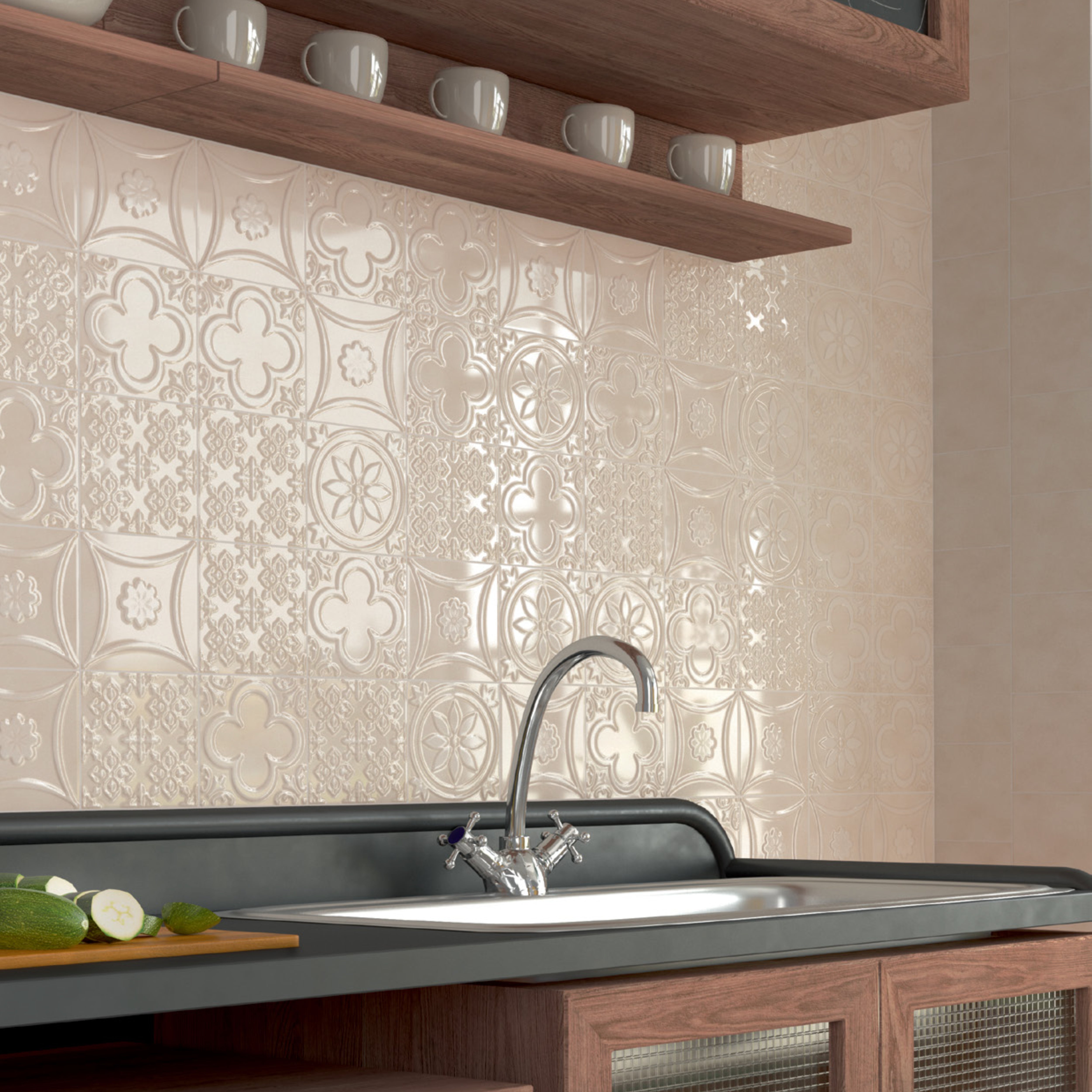 DUNE CERAMICA LUCCIOLA HUESO GLOSSY 150X150MM SQUARE TILE (PER BOX)