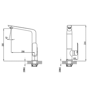 IKON KARA SINK MIXER 314MM BRUSHED NICKEL