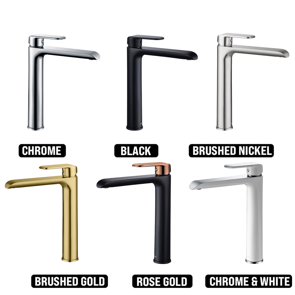 IKON KARA LEAD FREE HIGH RISE BASIN MIXER 278MM BRUSHED NICKEL