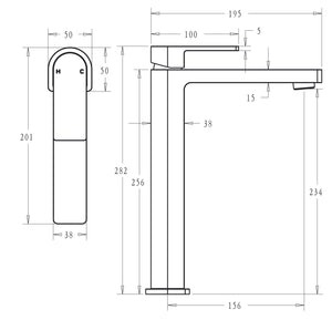 IKON FLORES HIGH BASIN MIXER 282MM BRUSHED GOLD