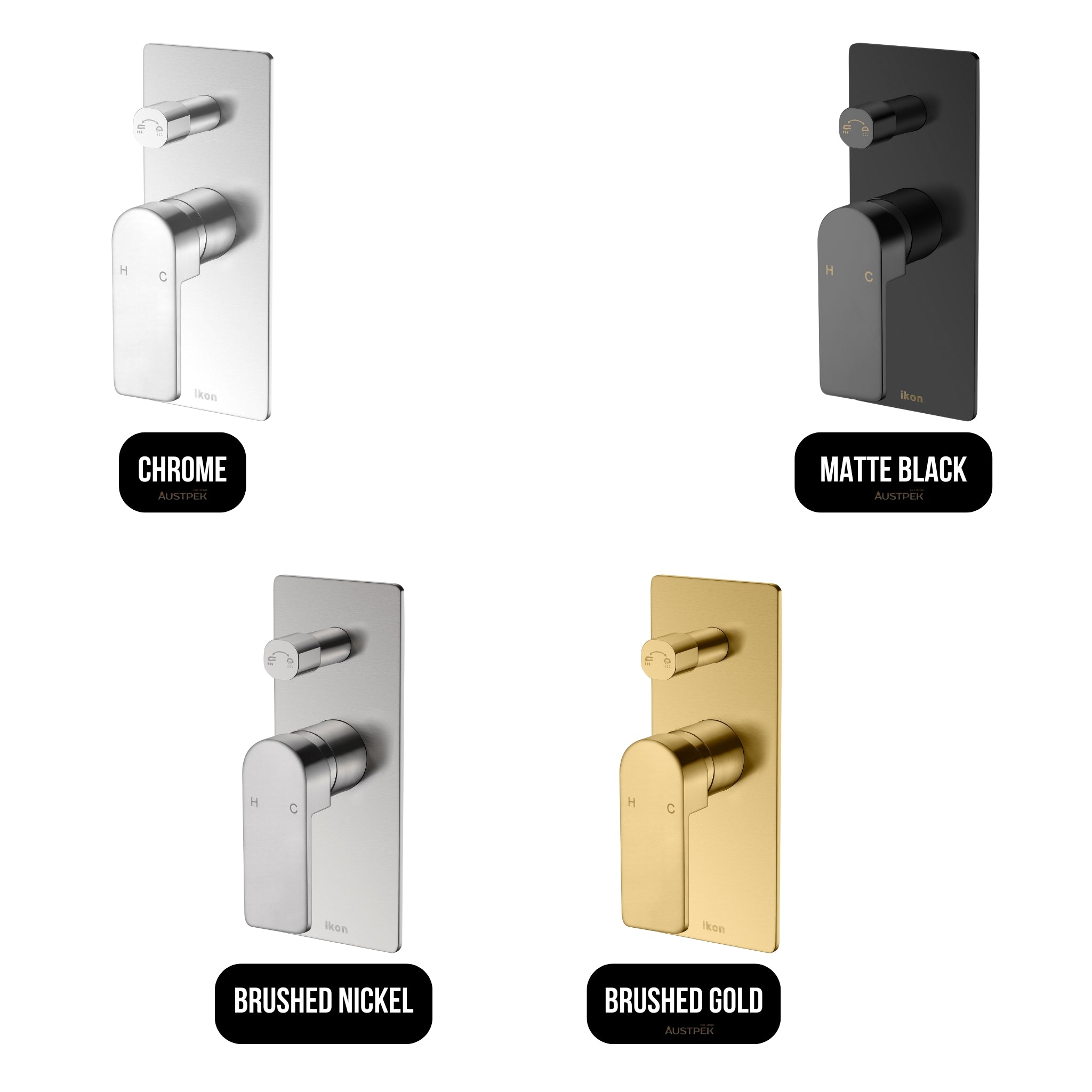 IKON FLORES WALL MIXER WITH DIVERTER 200MM BRUSHED GOLD