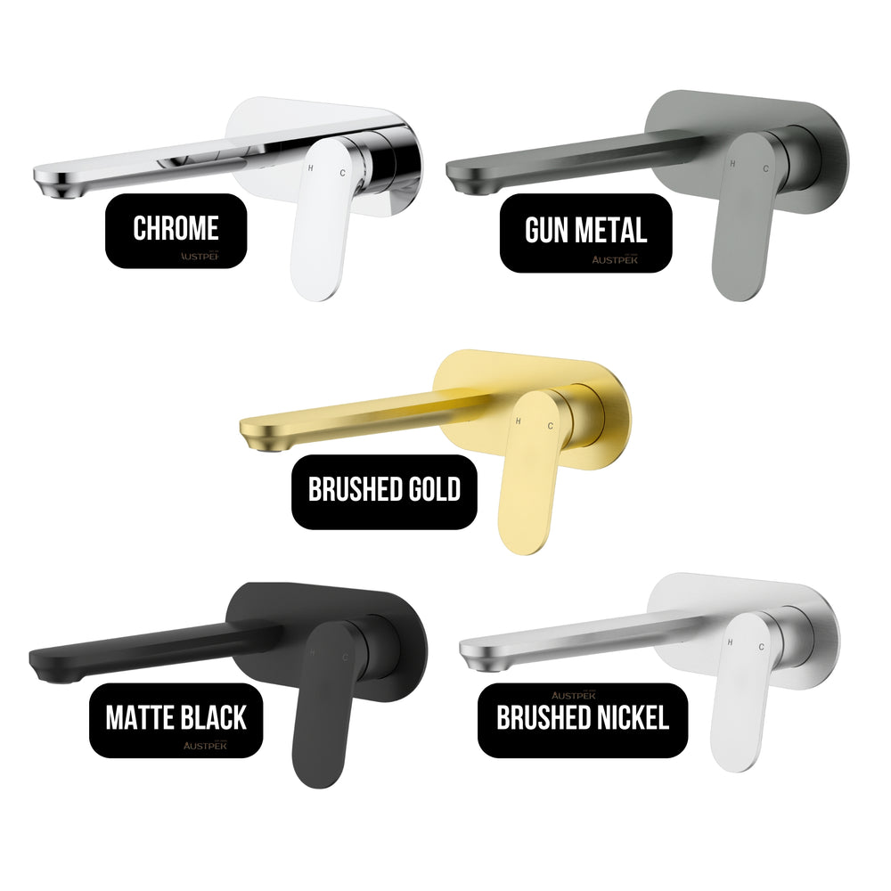 IKON SULU II WALL BASIN MIXER TRIM KIT WITH ROUGH IN BODY 223MM BRUSHED GOLD