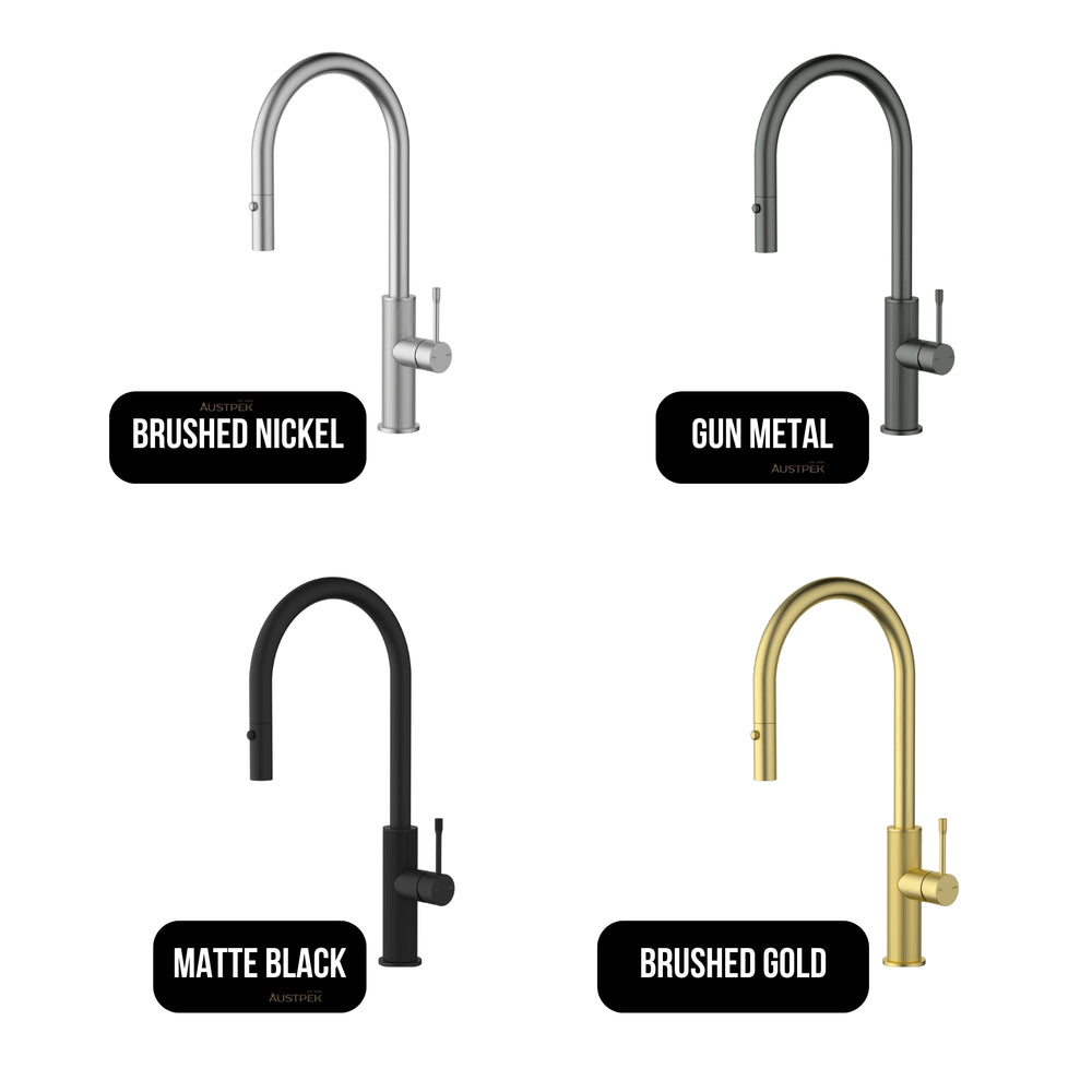 IKON LINIE LEAD FREE PULL OUT SINK MIXER 440MM BRUSHED NICKEL