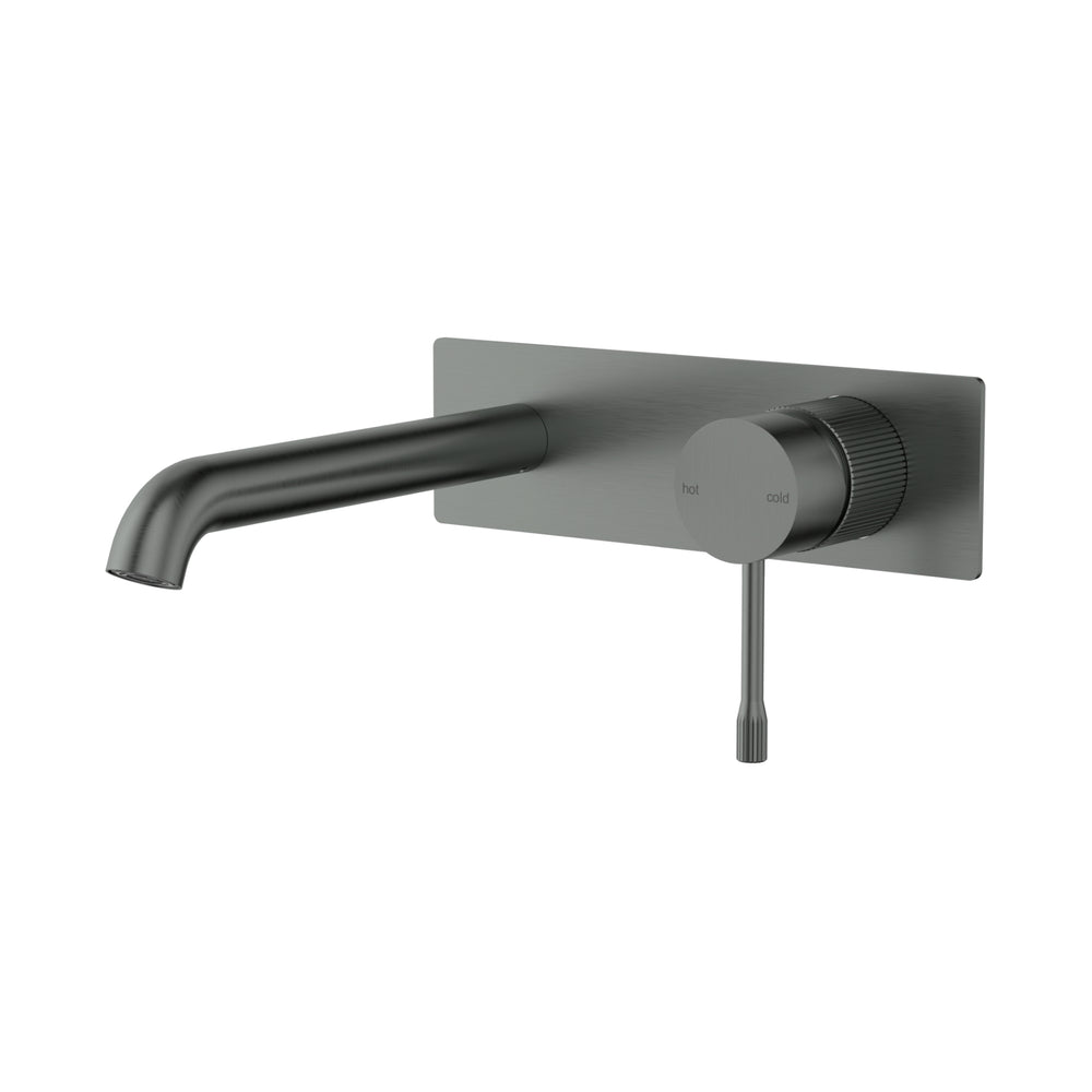 IKON LINIE WALL BASIN MIXER TRIM KIT WITH ROUGH IN BODY 200MM GUN METAL