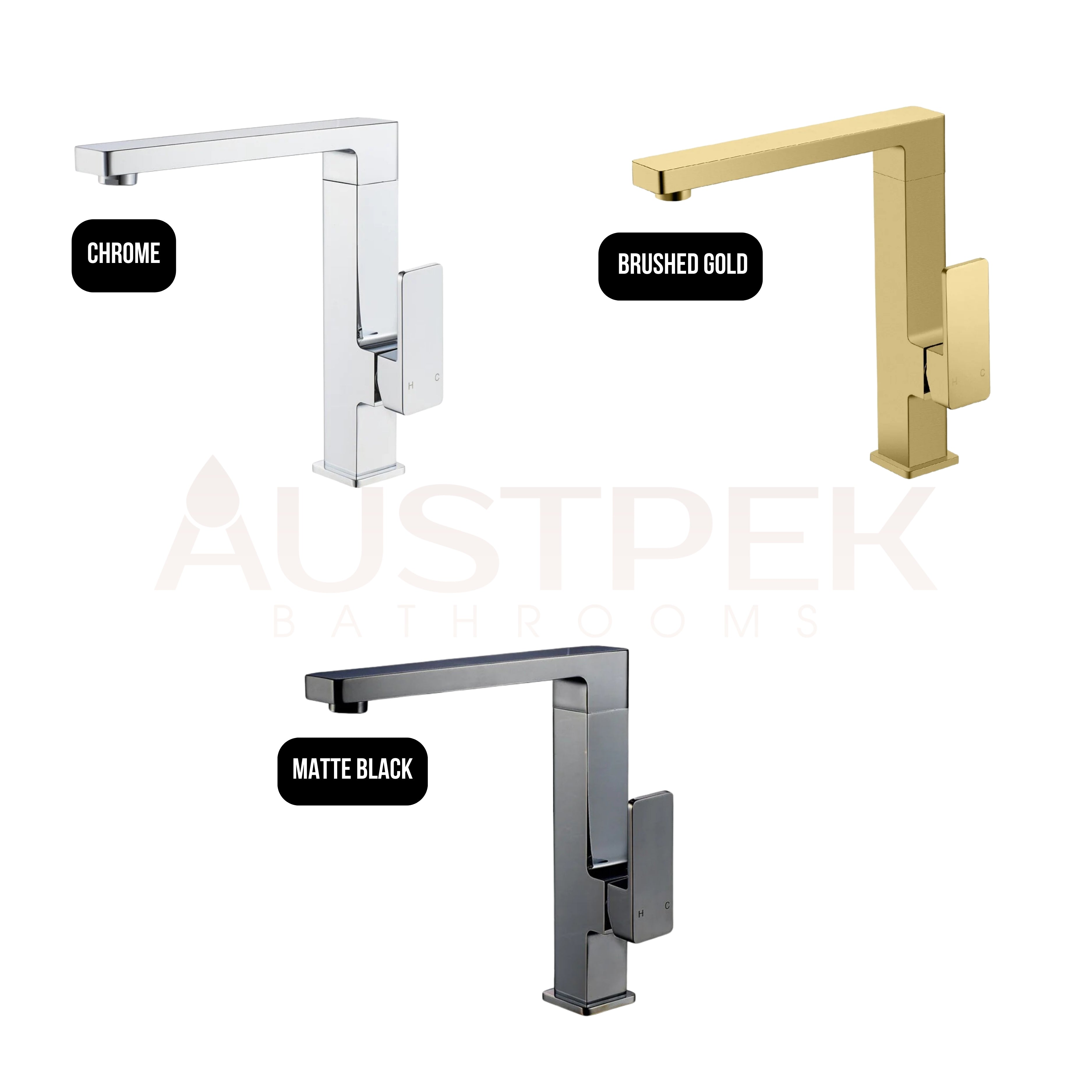 IKON CERAM SINK MIXER 250MM BRUSHED GOLD