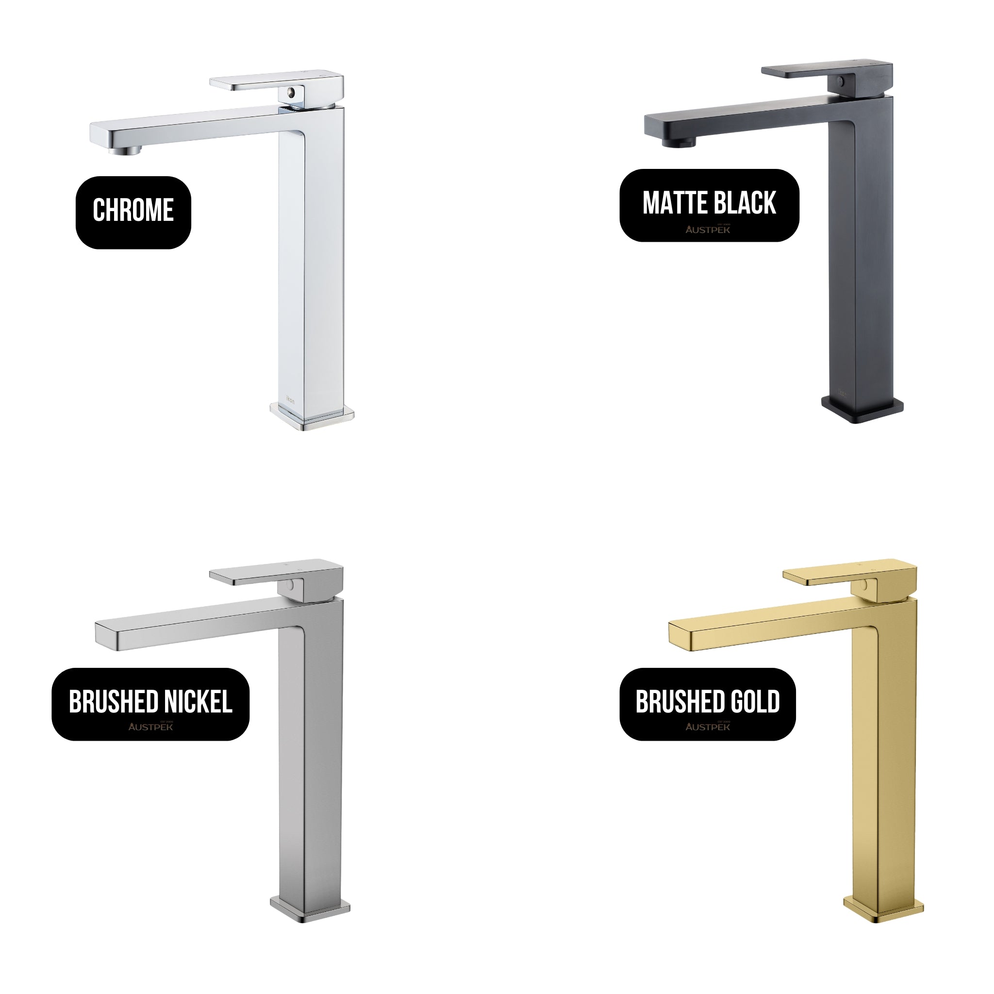 IKON CERAM LEAD FREE HIGH RISE BASIN MIXER 282MM BRUSHED NICKEL